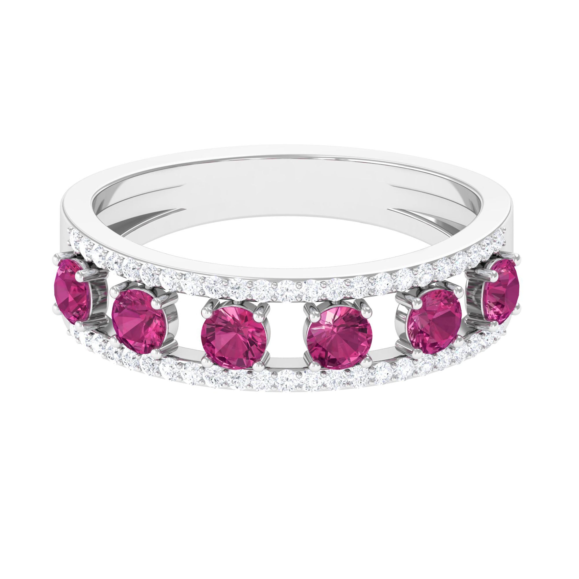 Pink Tourmaline Anniversary Ring with Diamond AAA - Rosec Jewels