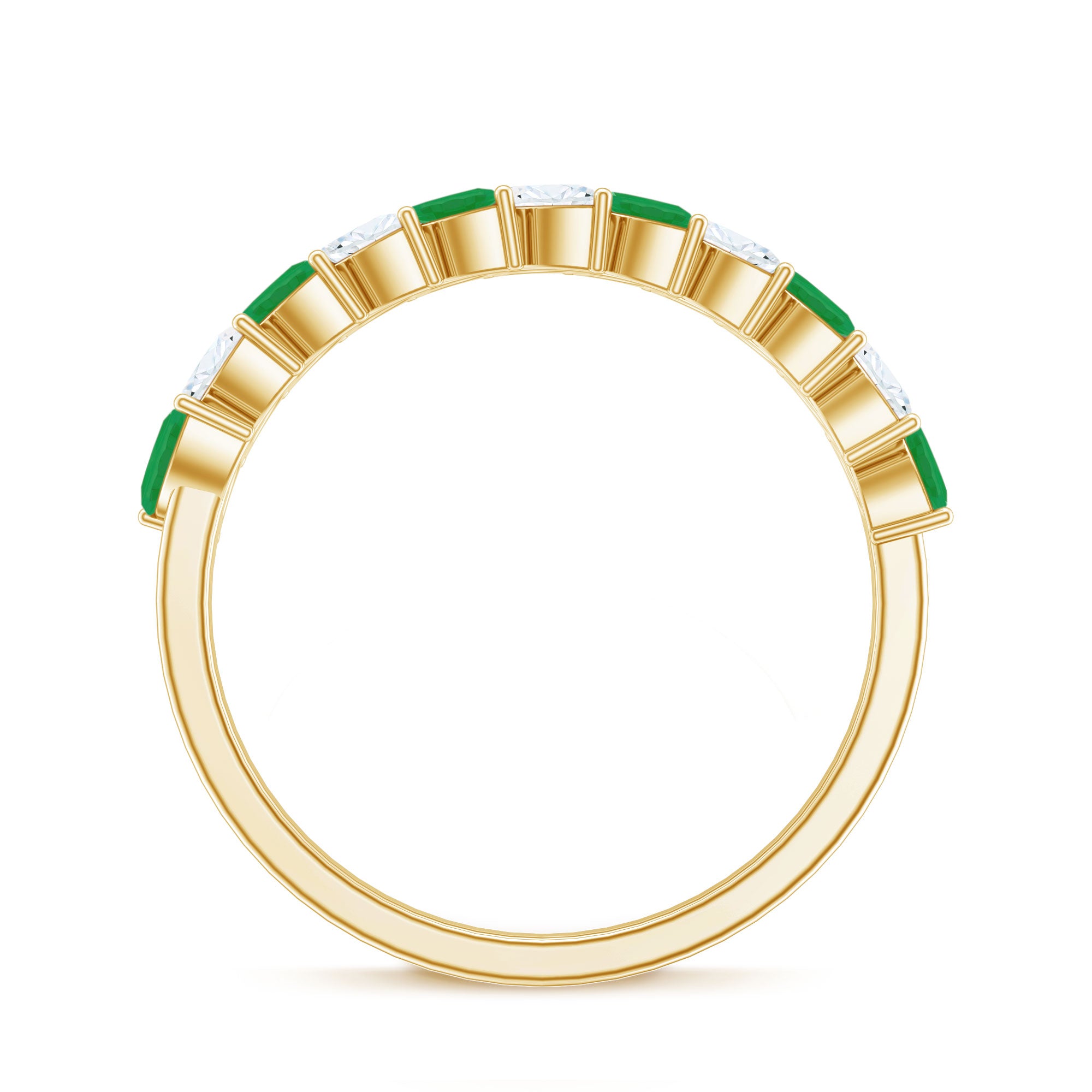 Genuine Marquise Emerald Diamond Half Eternity Ring for Wedding AAA - Rosec Jewels