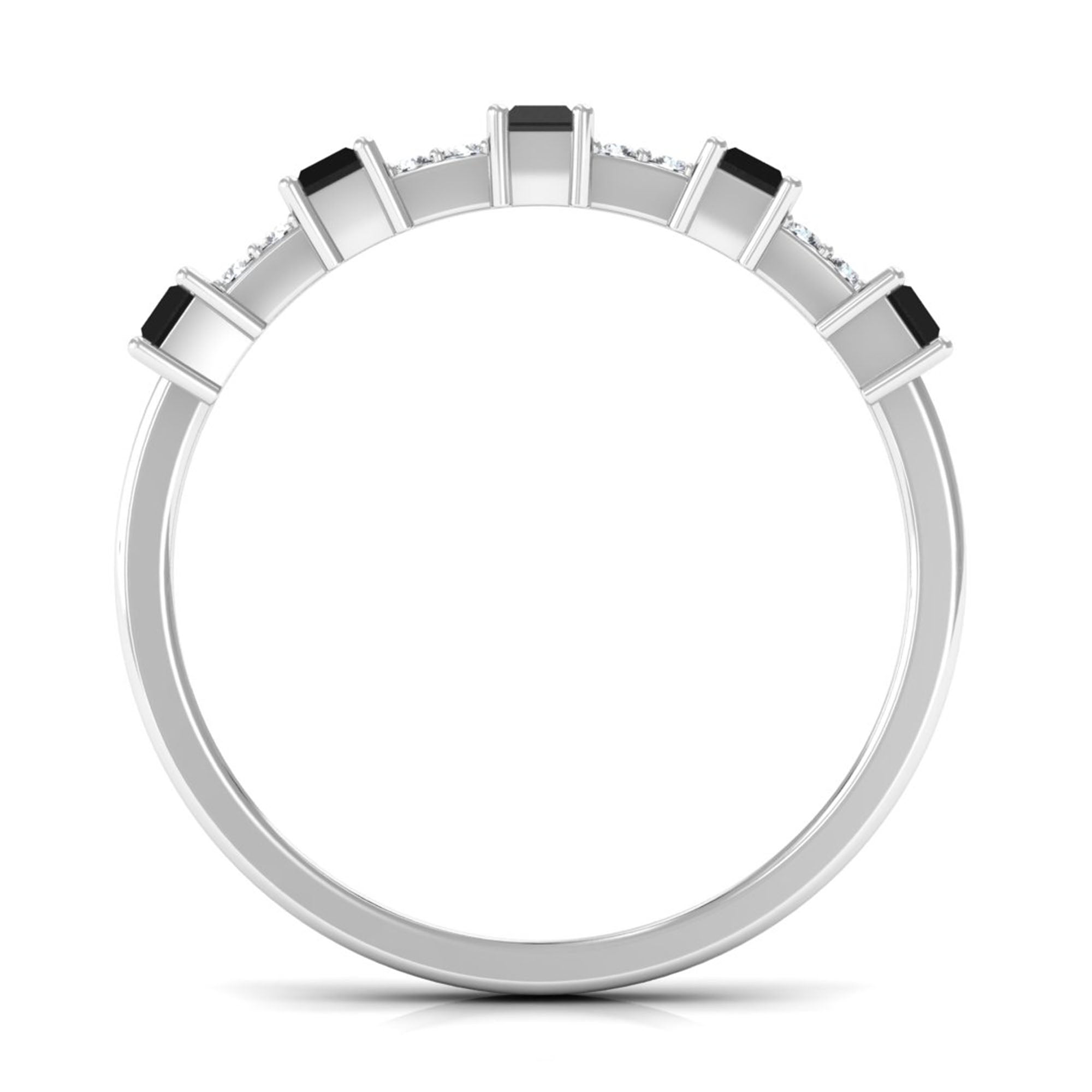 Real Black Spinel and Diamond Wide Band Ring AAA - Rosec Jewels