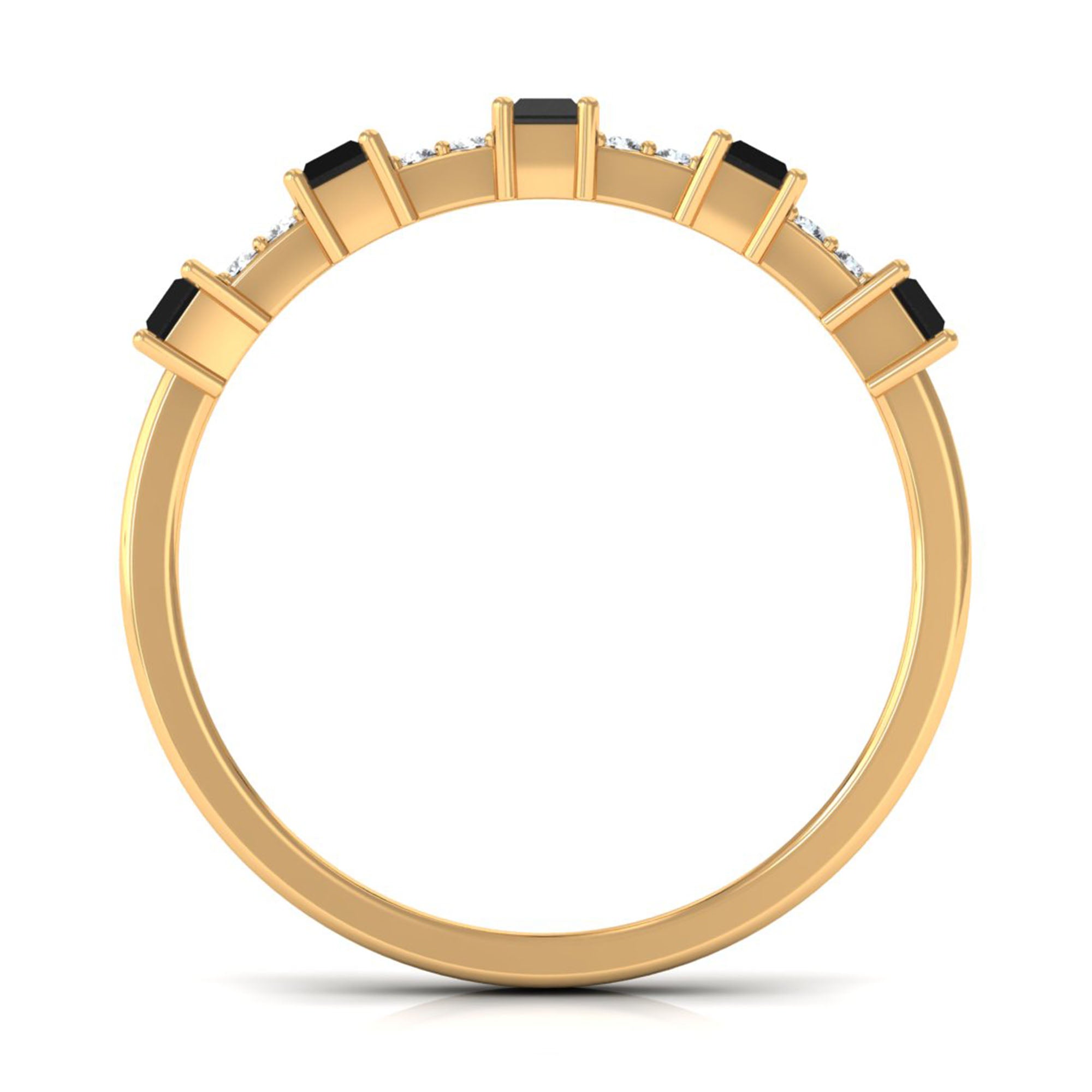 Real Black Spinel and Diamond Wide Band Ring AAA - Rosec Jewels