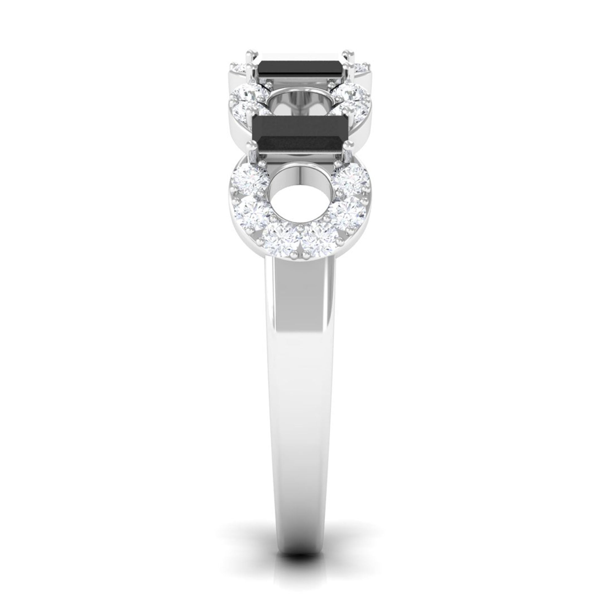 1 CT Black Spinel and Diamond Half Eternity Ring AAA - Rosec Jewels