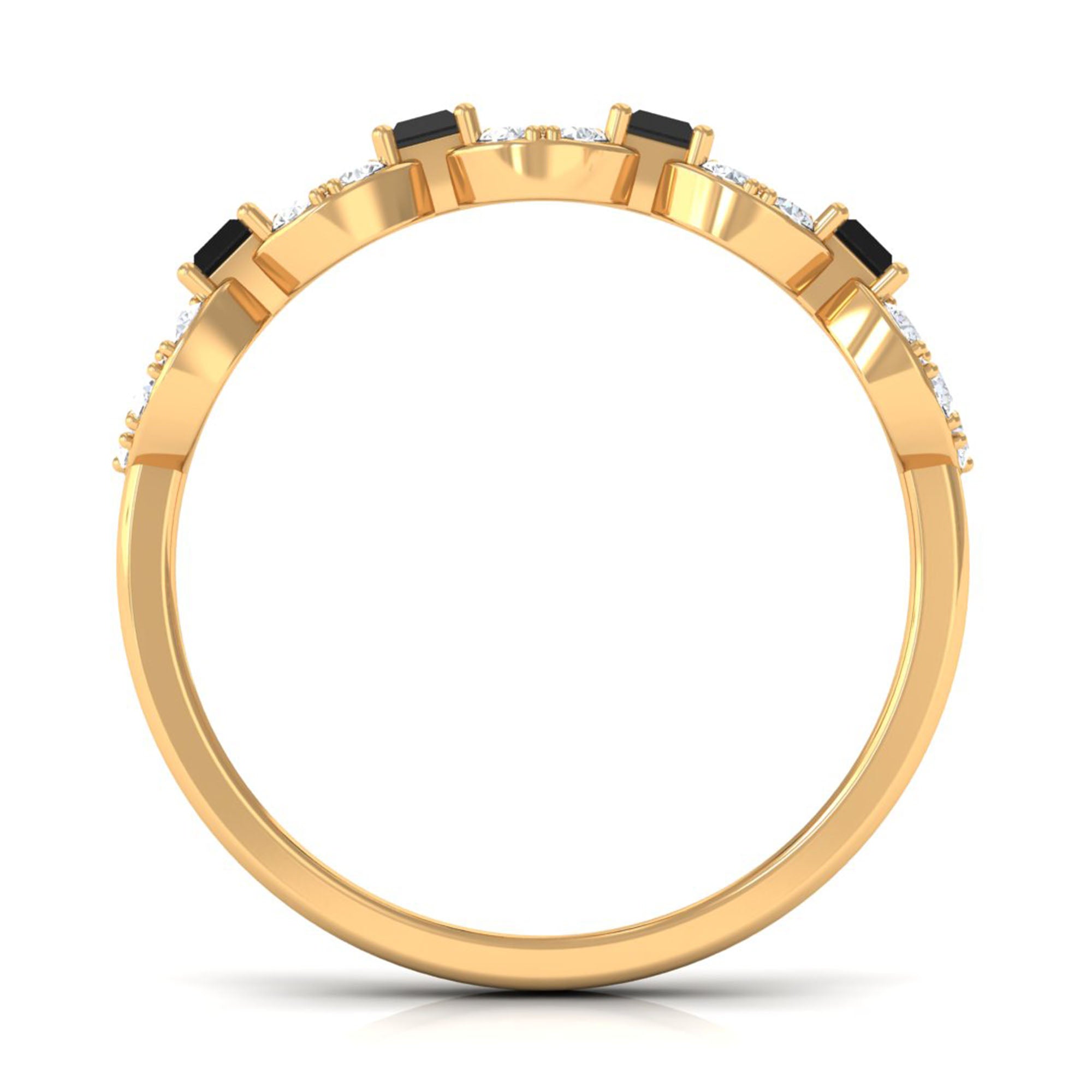 1 CT Black Spinel and Diamond Half Eternity Ring AAA - Rosec Jewels