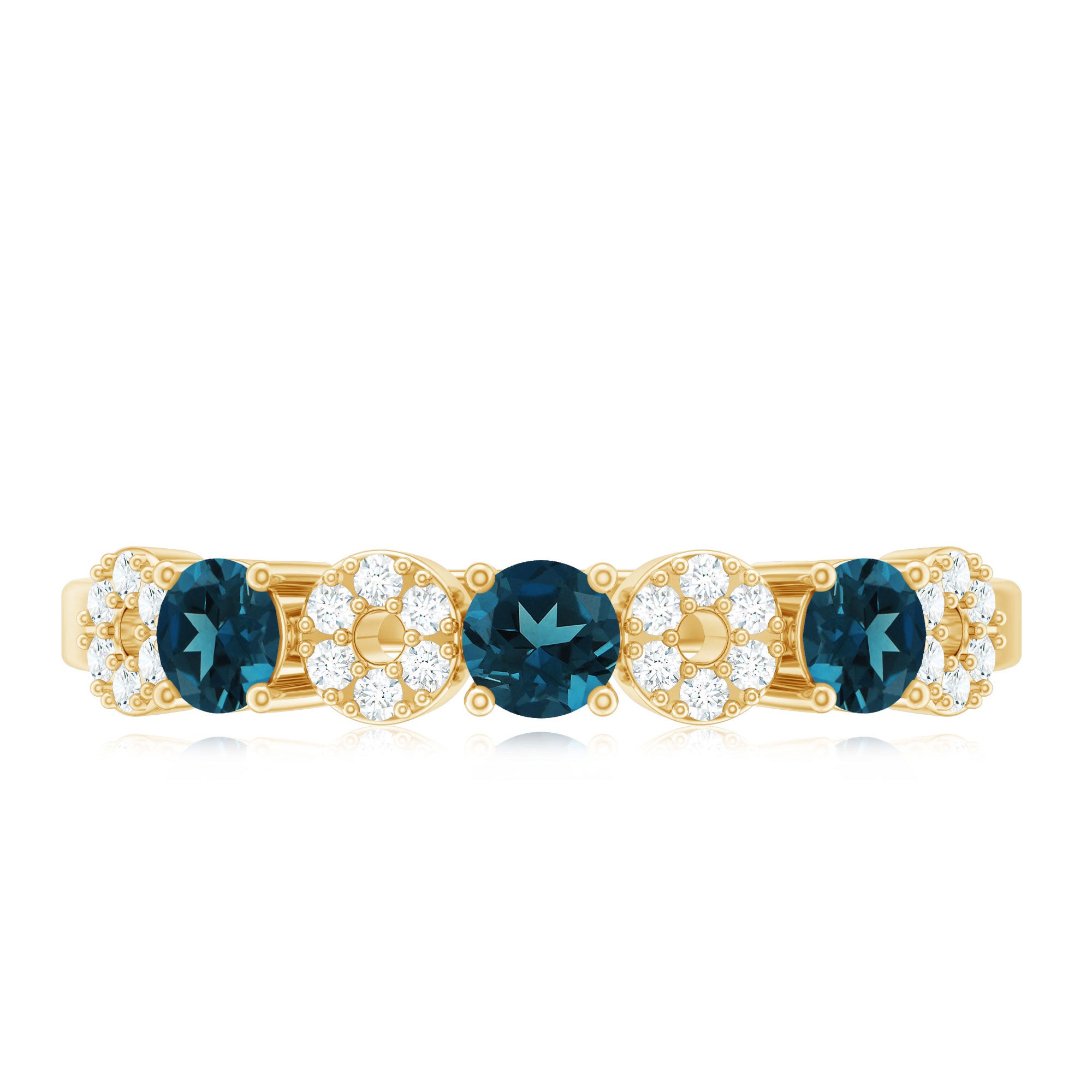 Rosec Jewels-Natural London Blue Topaz Eternity Band Ring with Diamond