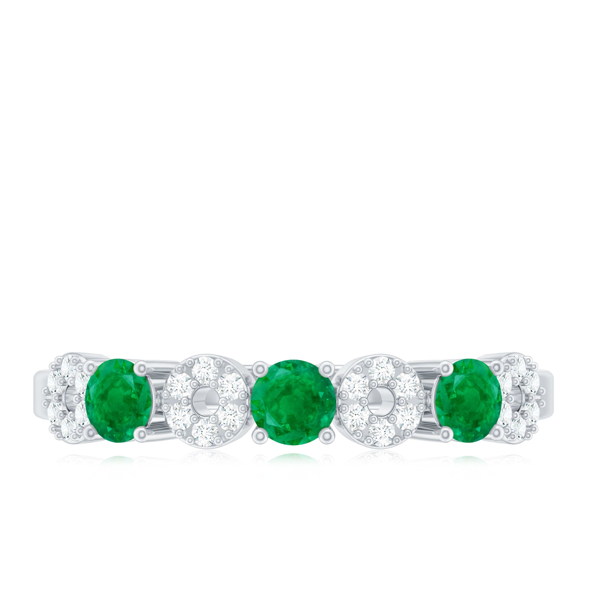 Natural Emerald Diamond Half Eternity Anniversary Ring with Certificate AAA - Rosec Jewels
