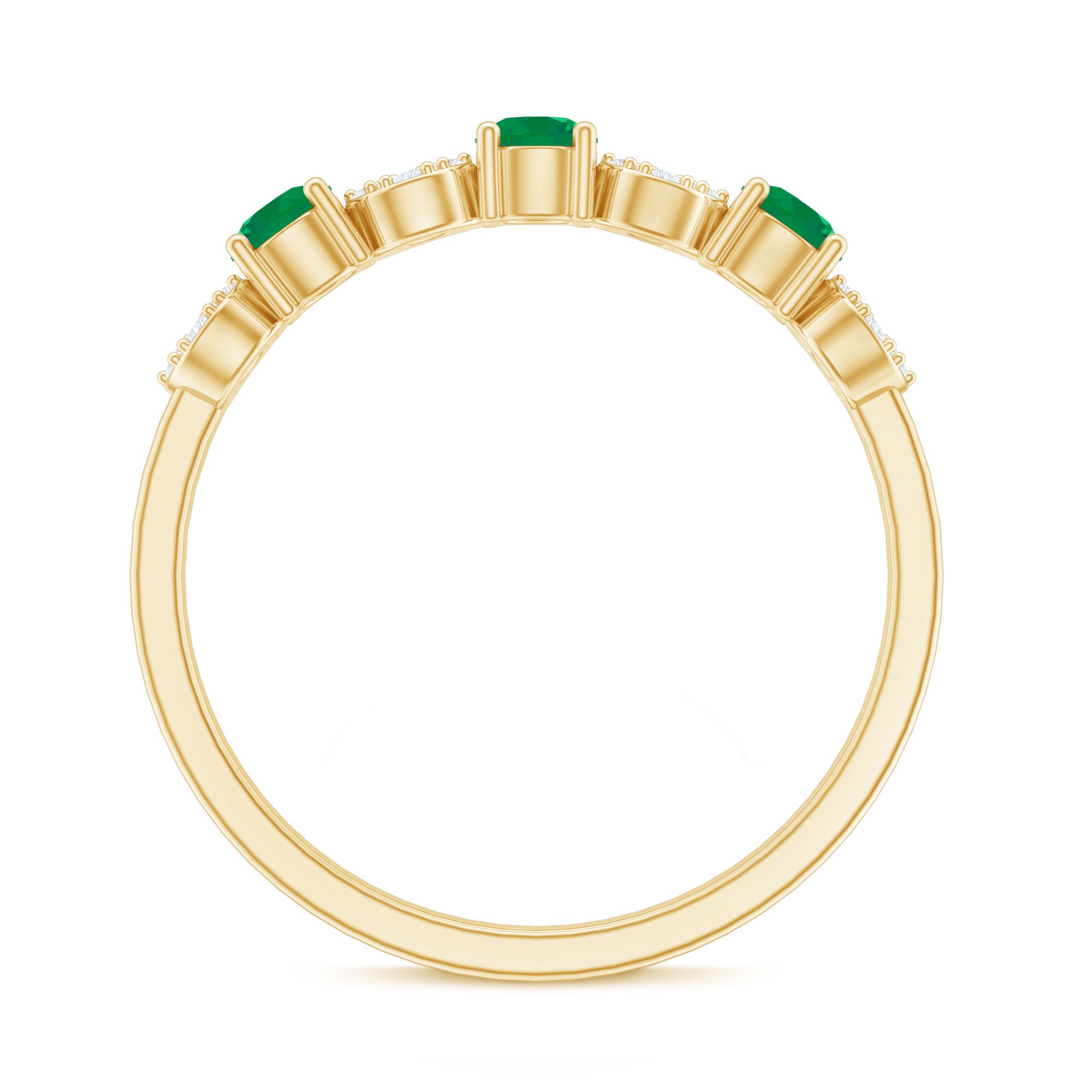 Natural Emerald Diamond Half Eternity Anniversary Ring with Certificate AAA - Rosec Jewels