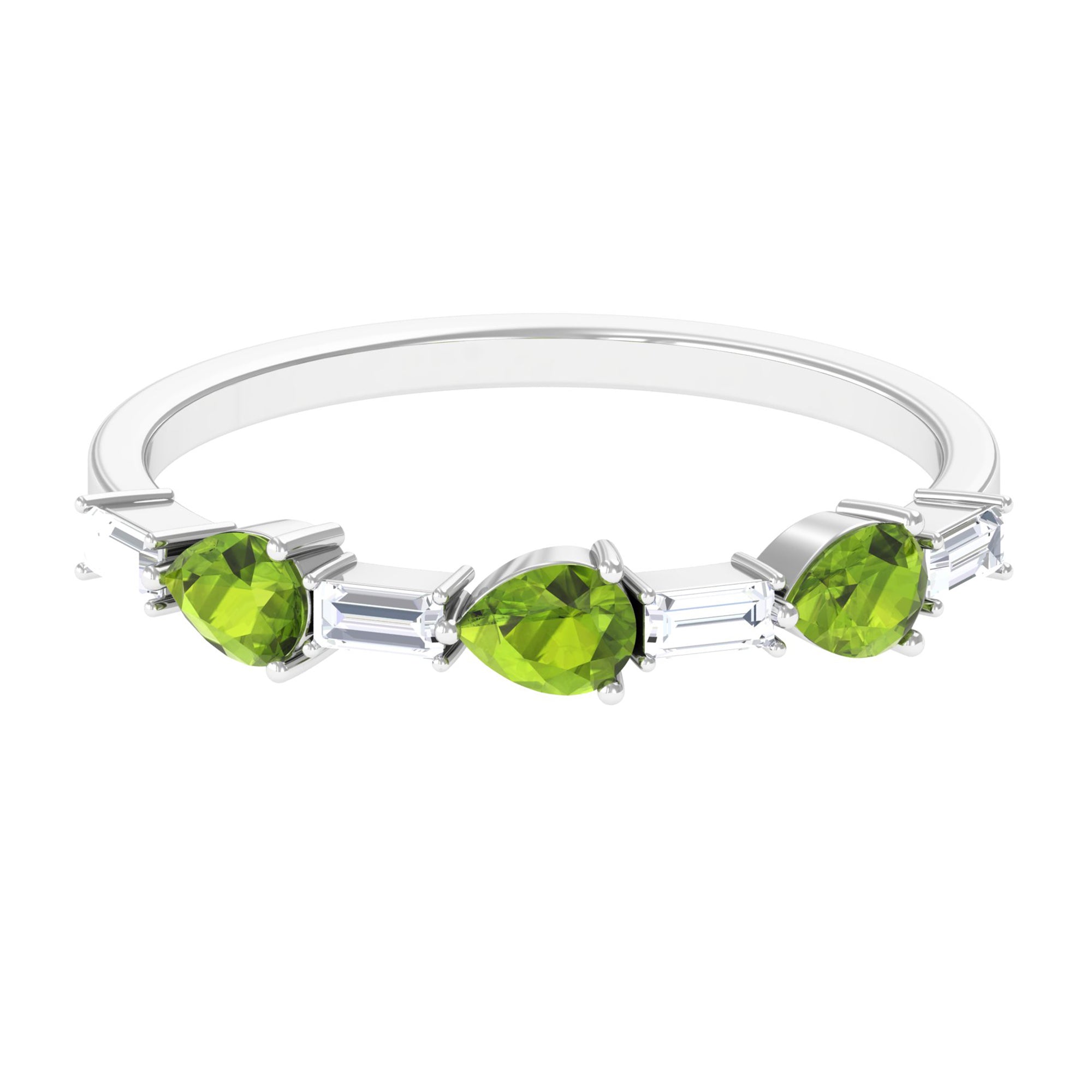 Peridot and Moissanite East West Half Eternity Ring
