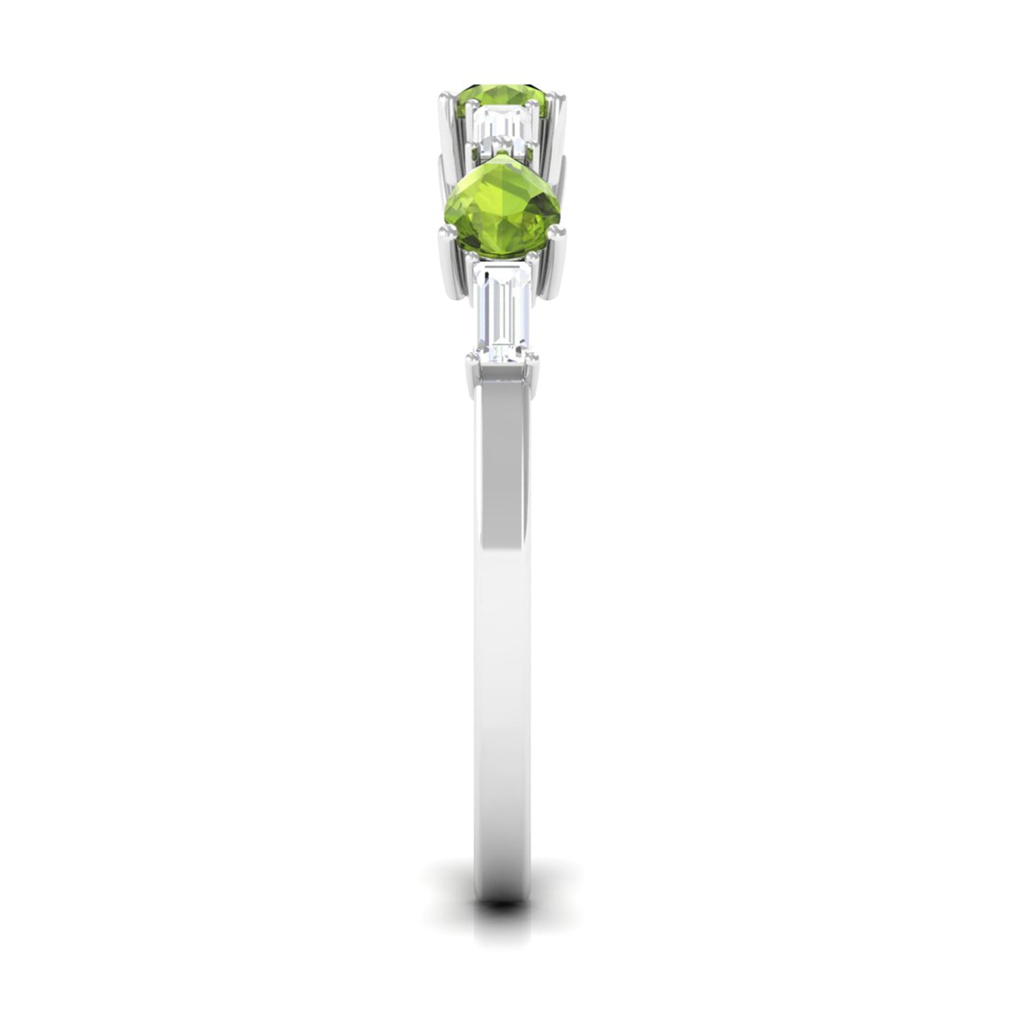 Peridot and Moissanite East West Half Eternity Ring AAA - Rosec Jewels