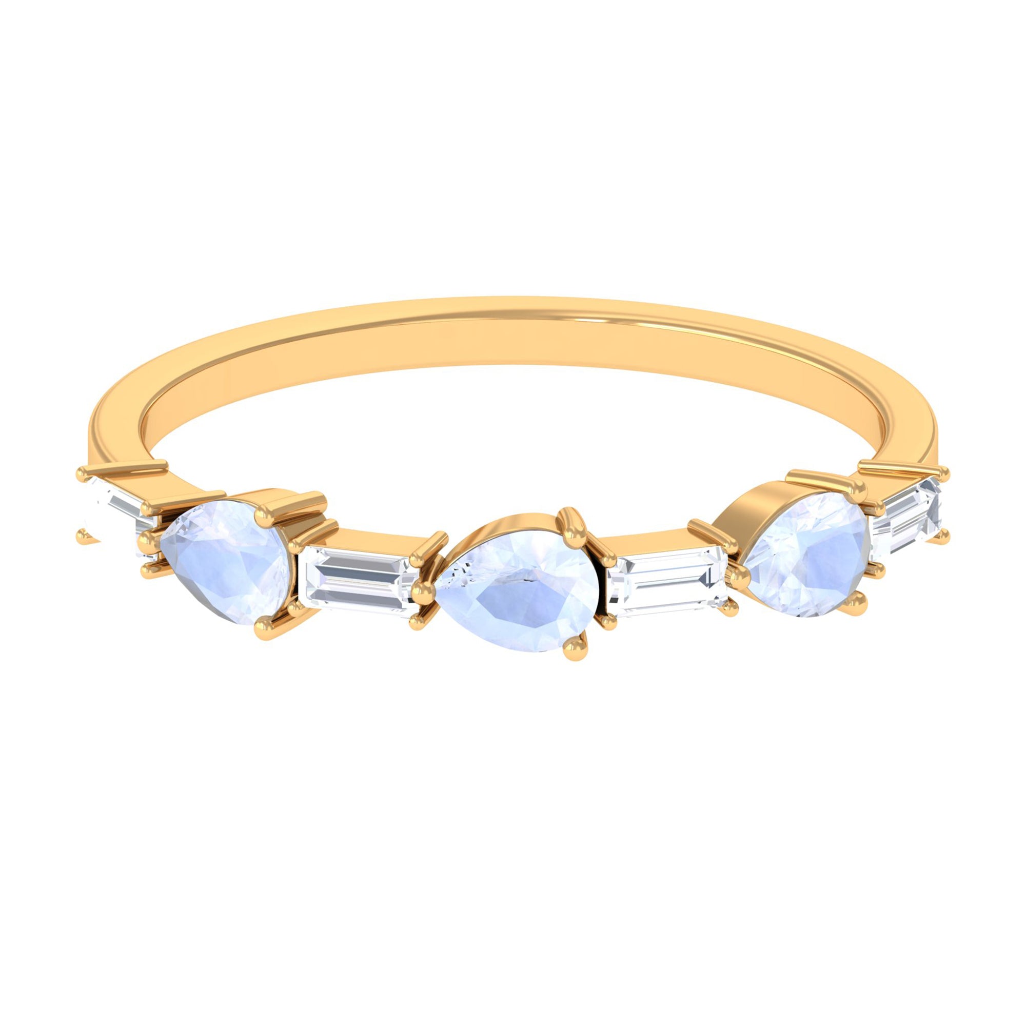 Rosec Jewels-Moonstone and Diamond East West Half Eternity Ring