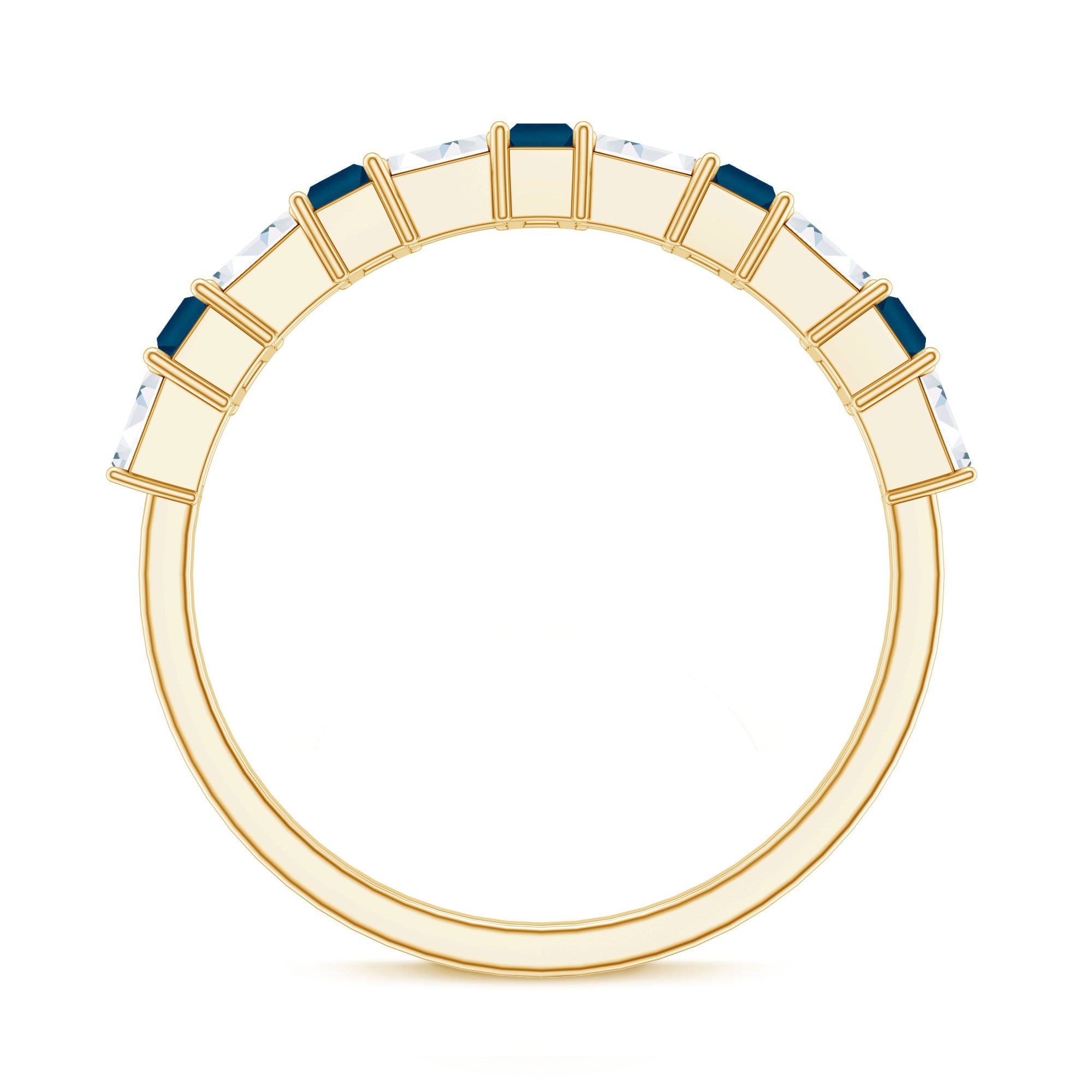 London Blue Topaz and Diamond Baguette Eternity Band Ring AAA - Rosec Jewels