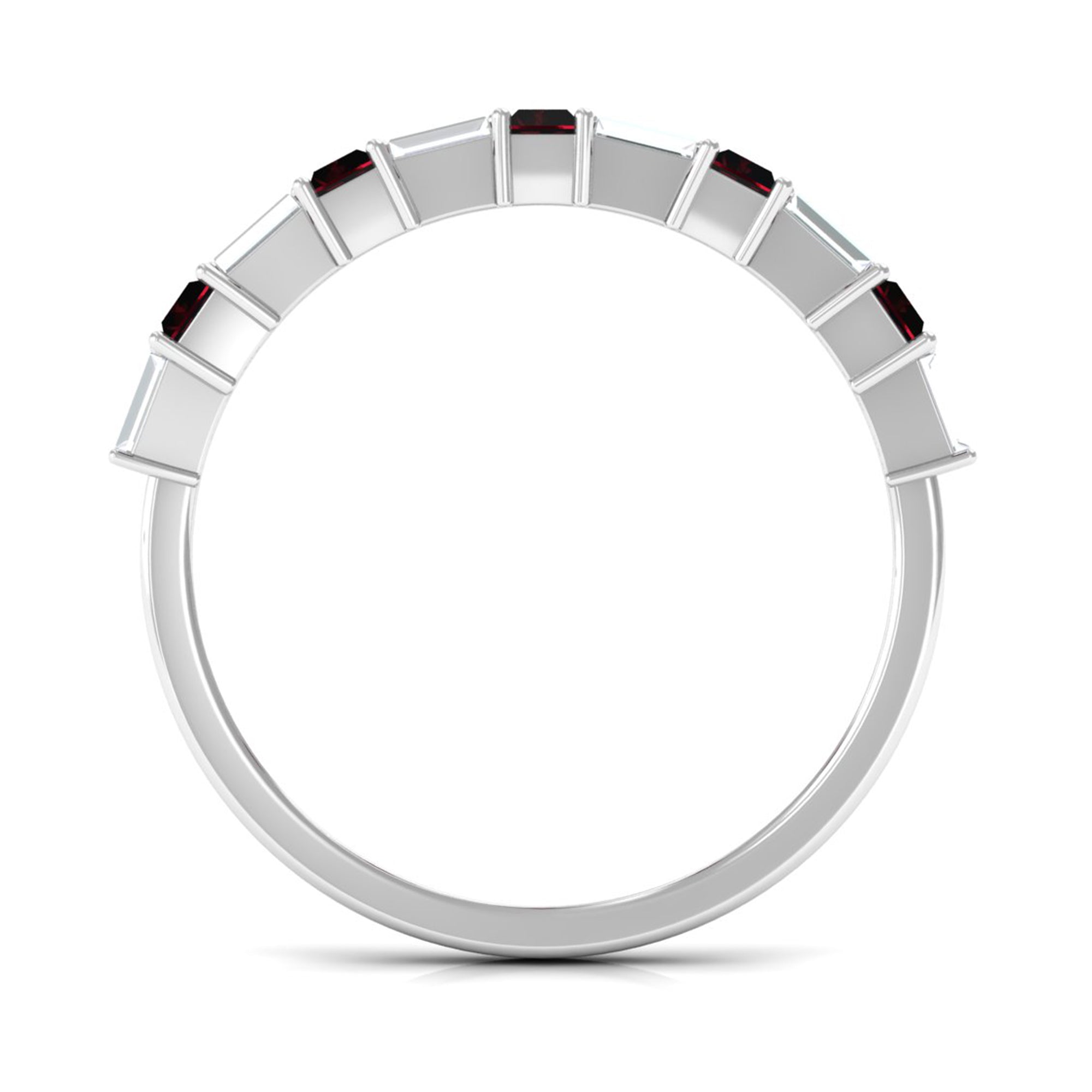 Rosec Jewels-Genuine Baguette Garnet Diamond Half Eternity Ring
