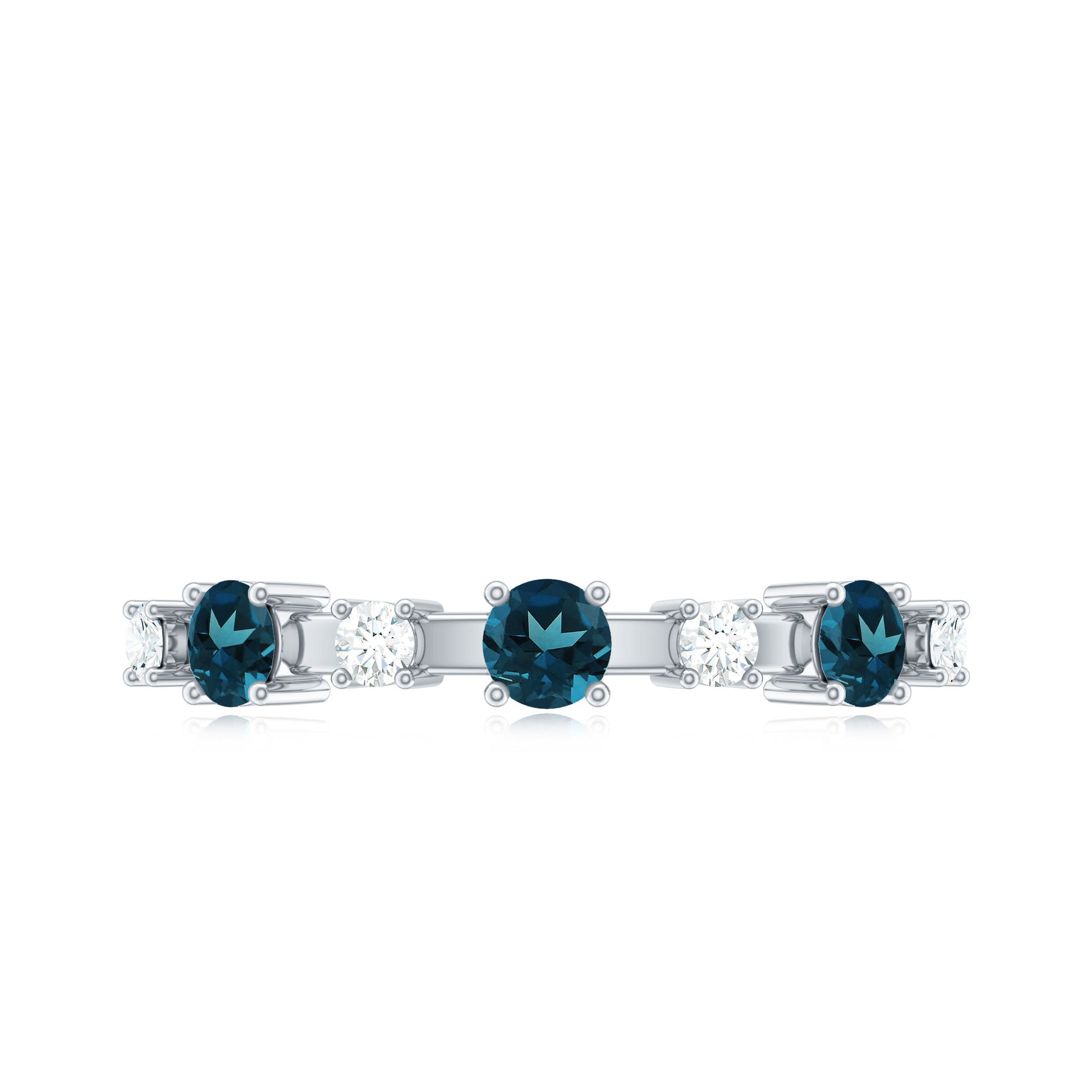 Rosec Jewels-London Blue Topaz Wedding Eternity Band with Diamond