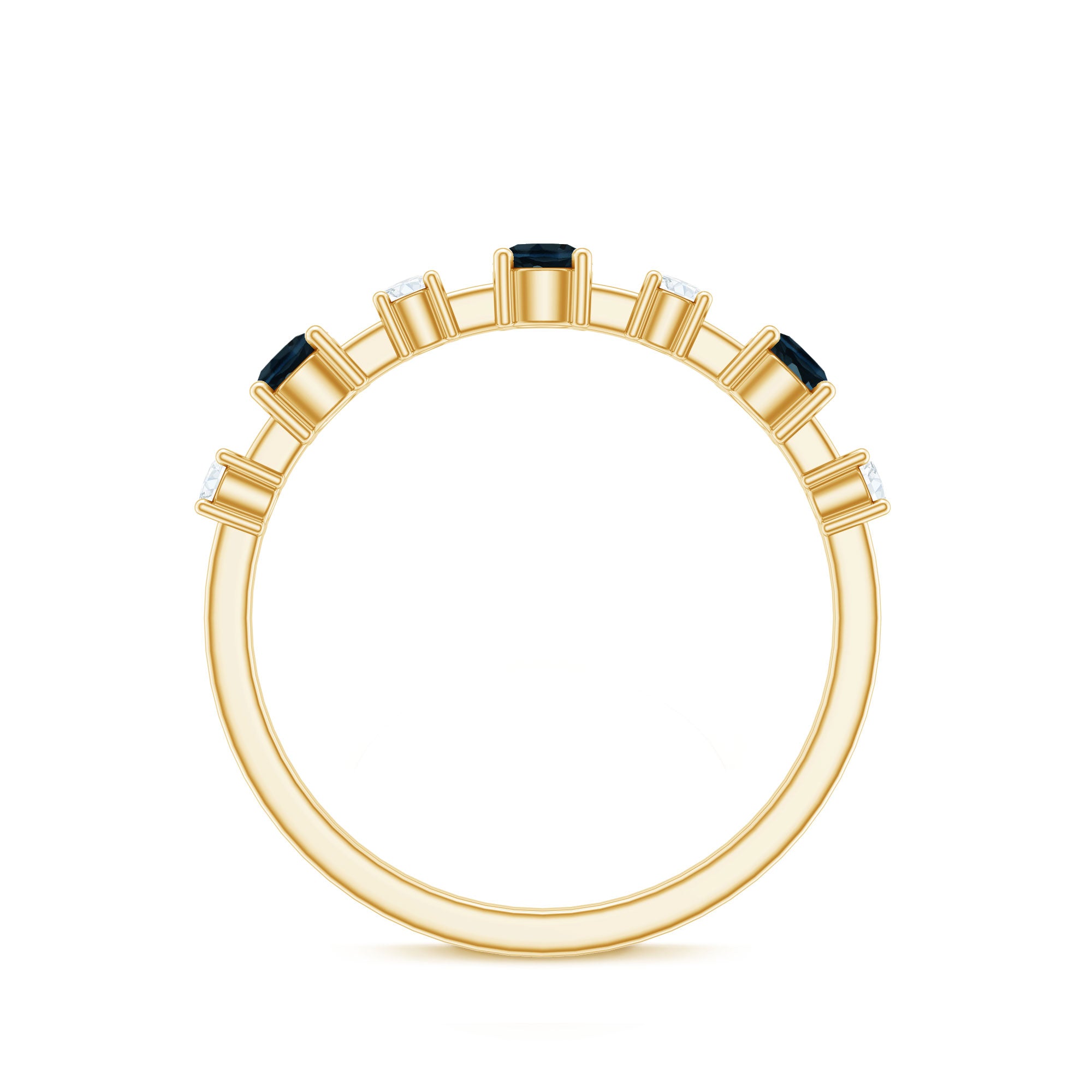 Rosec Jewels-London Blue Topaz Wedding Eternity Band with Diamond
