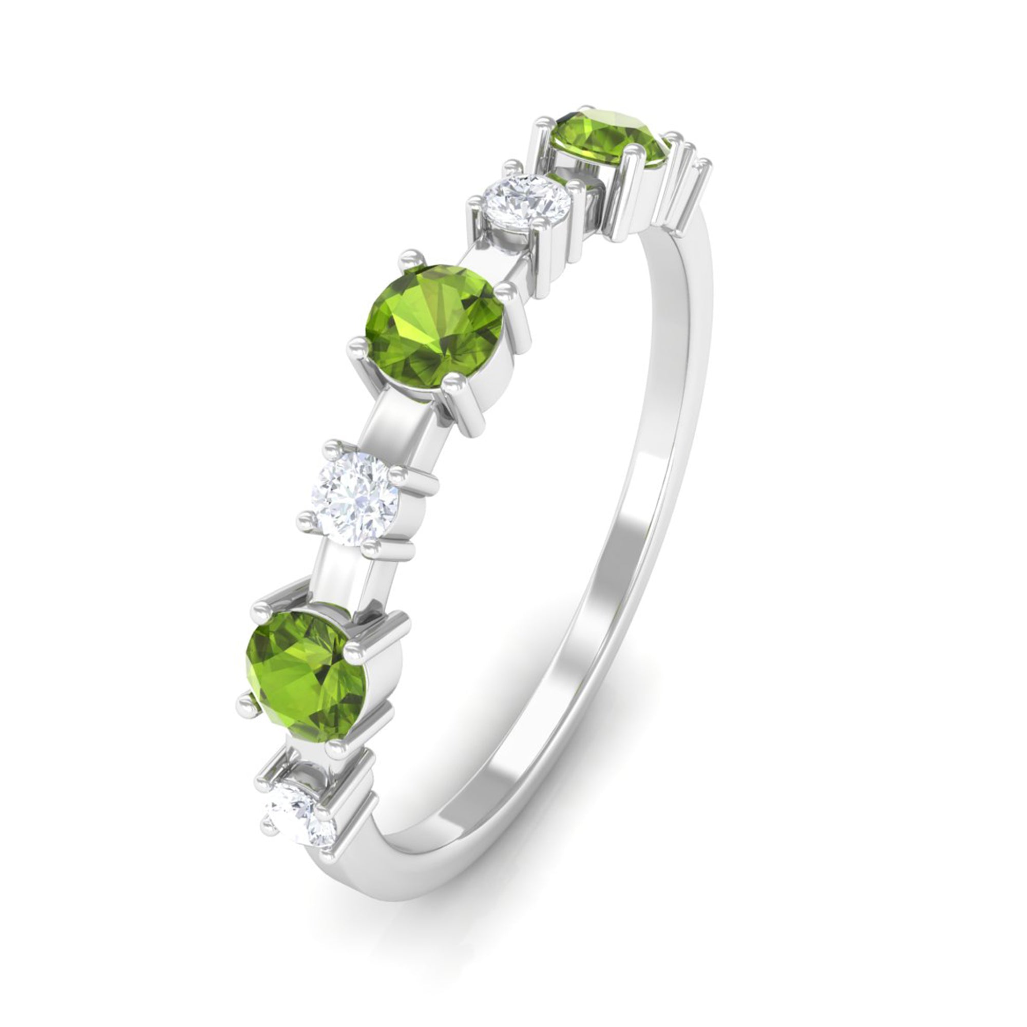 Rosec Jewels-Half Eternity Ring with Peridot and Diamond