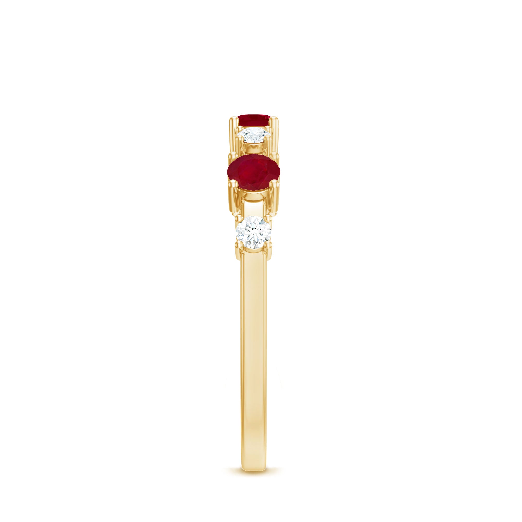 Natural Ruby Half Eternity Anniversary Ring with Diamond AAA - Rosec Jewels