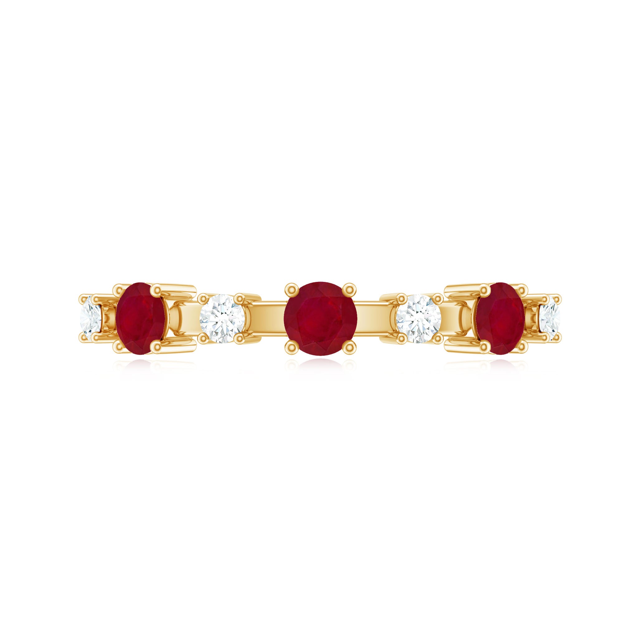 Natural Ruby Half Eternity Anniversary Ring with Diamond AAA - Rosec Jewels