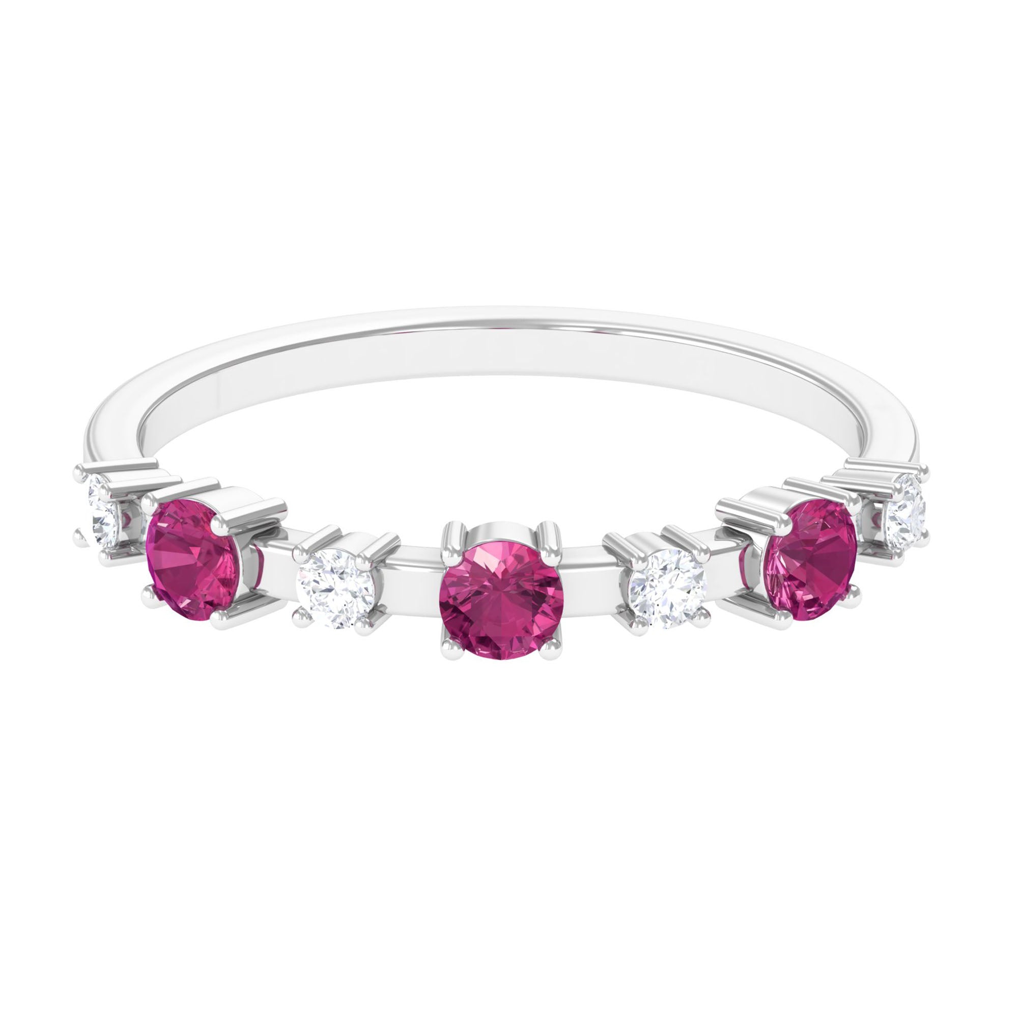 Rosec Jewels-Pink Tourmaline and Diamond Half Eternity Ring