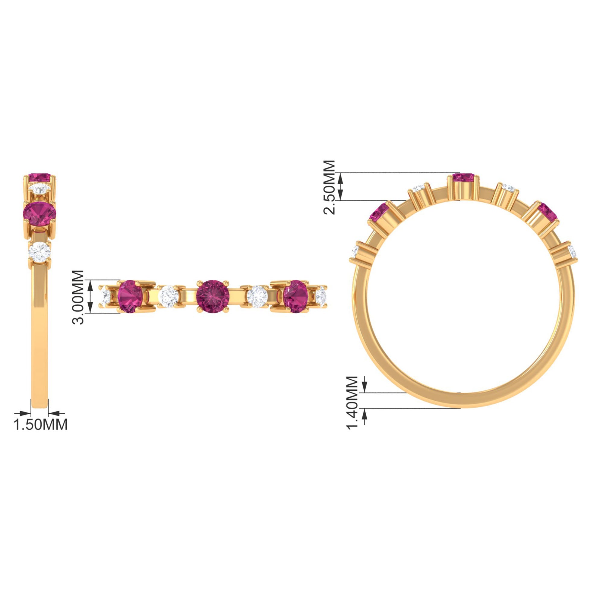 Rosec Jewels-Pink Tourmaline and Diamond Half Eternity Ring