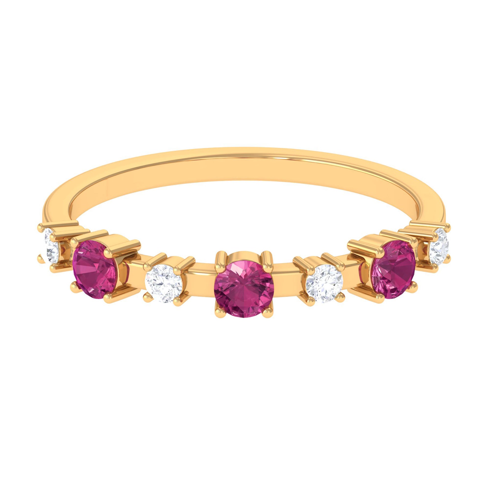 Rosec Jewels-Pink Tourmaline and Diamond Half Eternity Ring