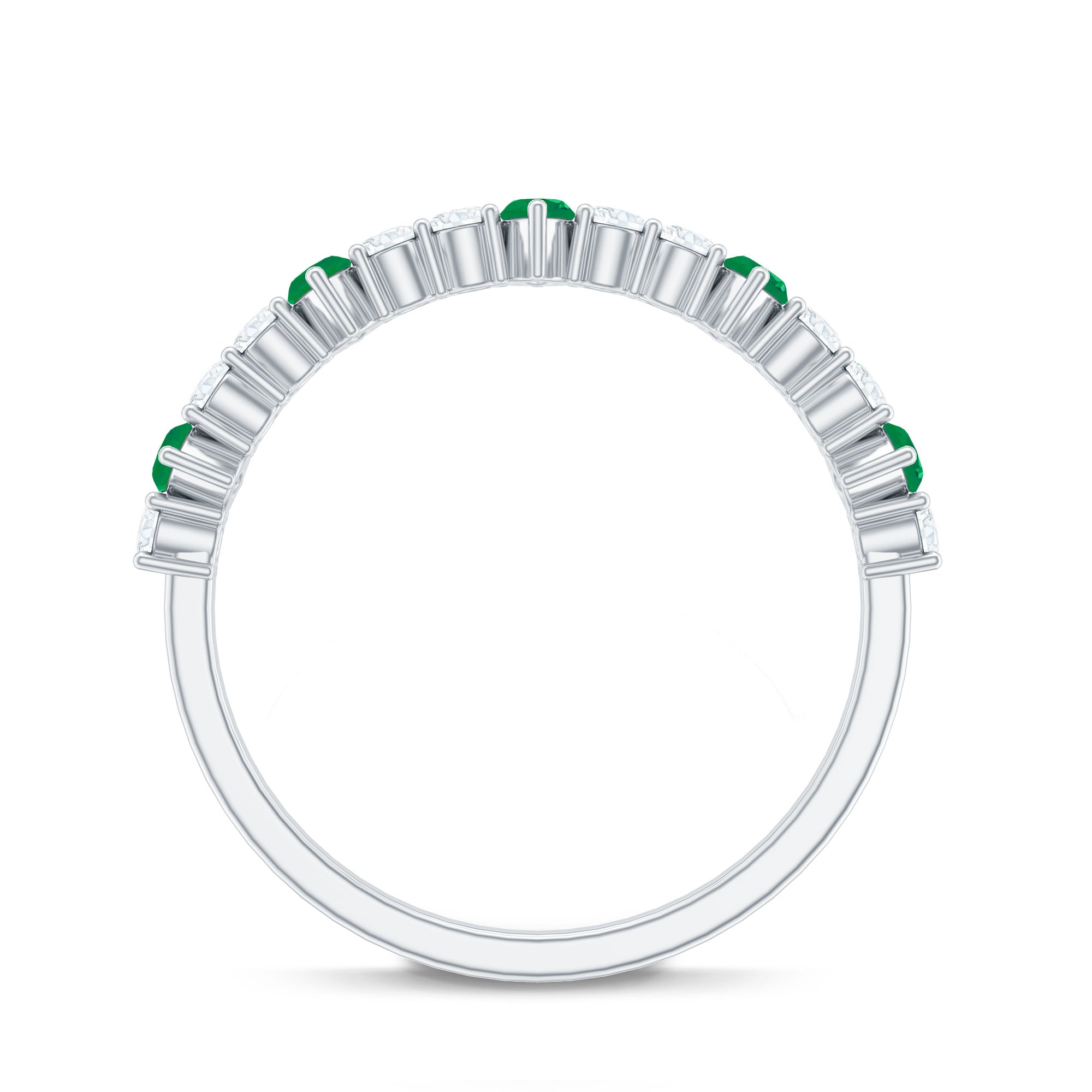 Natural Marquise Emerald Diamond Half Eternity Anniversary Ring with Certificate AAA - Rosec Jewels