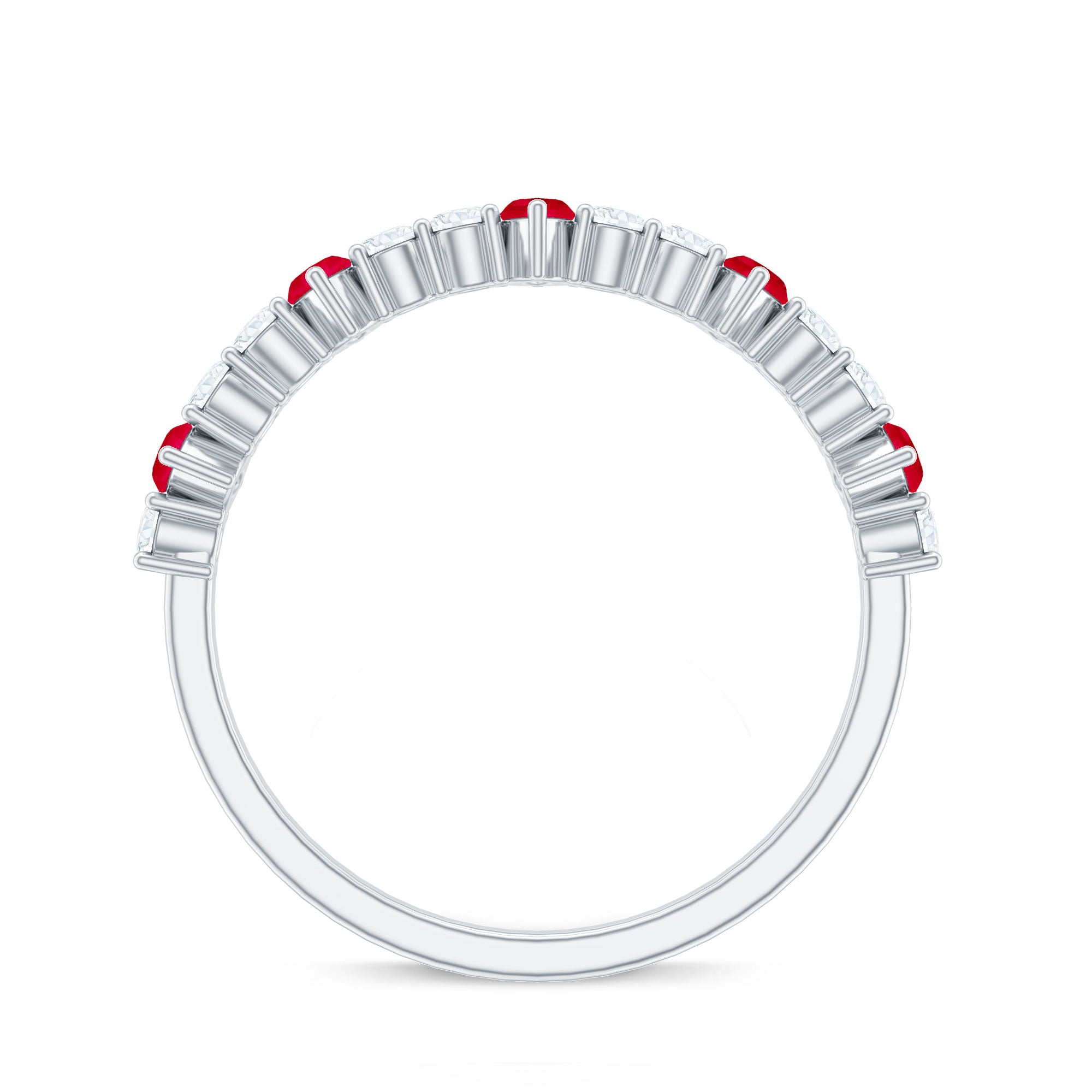 Natural Marquise Ruby Diamond Half Eternity Ring AAA - Rosec Jewels