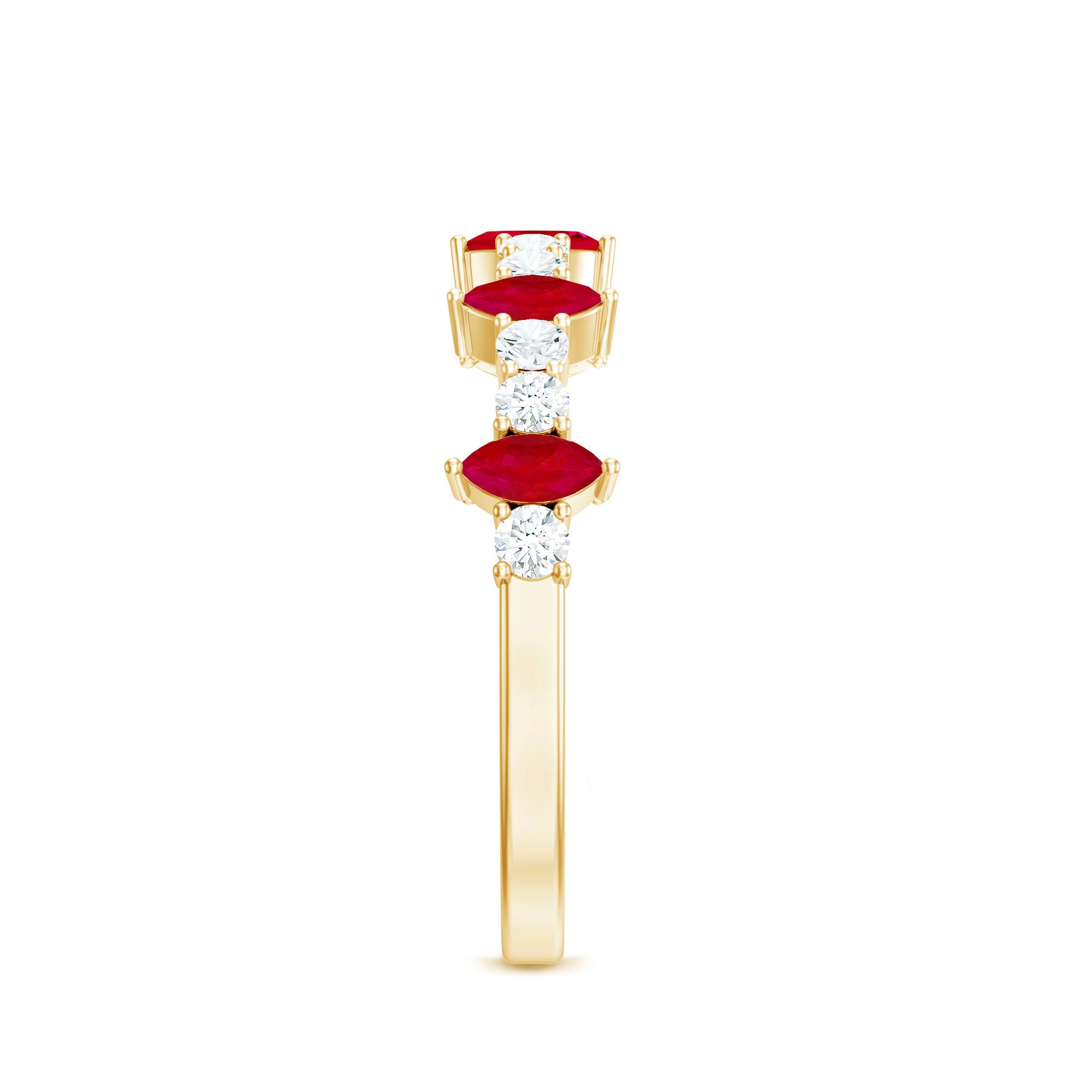 Natural Marquise Ruby Diamond Half Eternity Ring AAA - Rosec Jewels