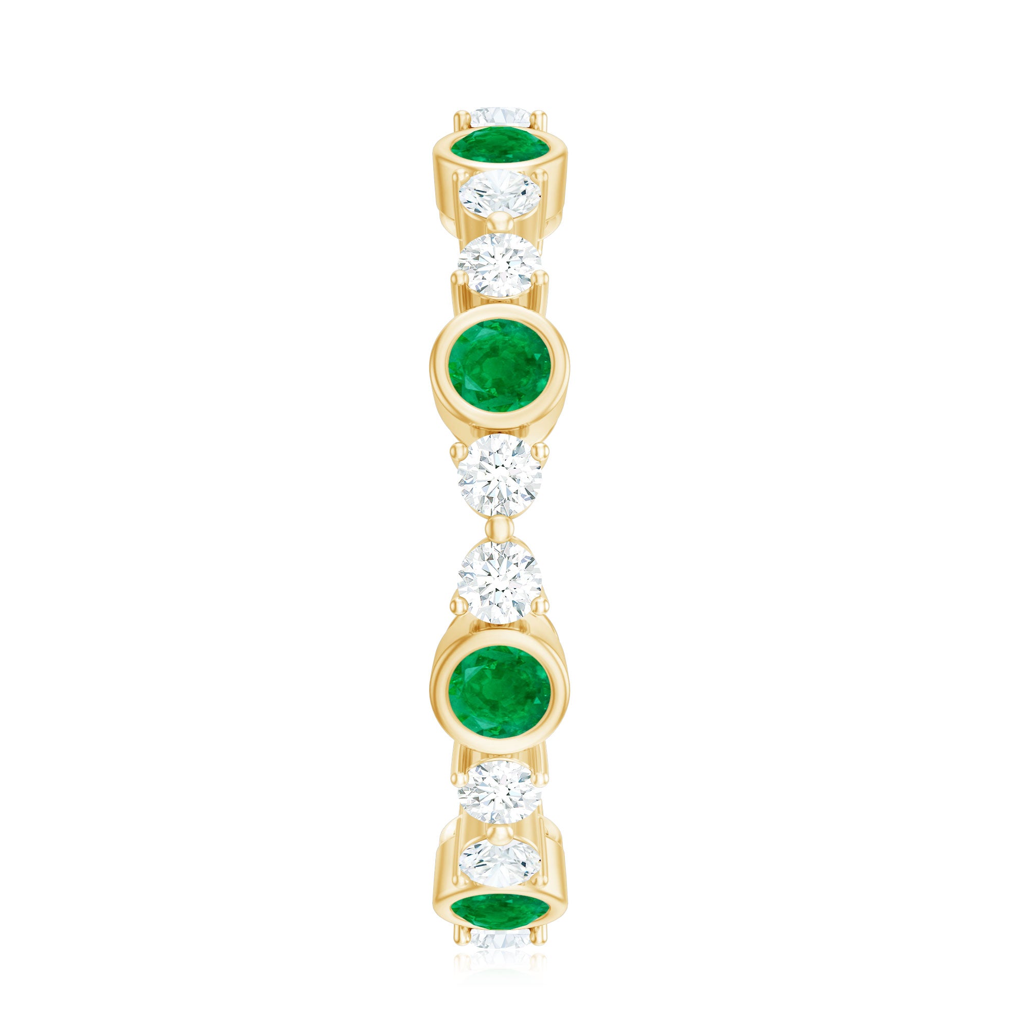 Natural Emerald Diamond Eternity Ring with Certificate AAA - Rosec Jewels