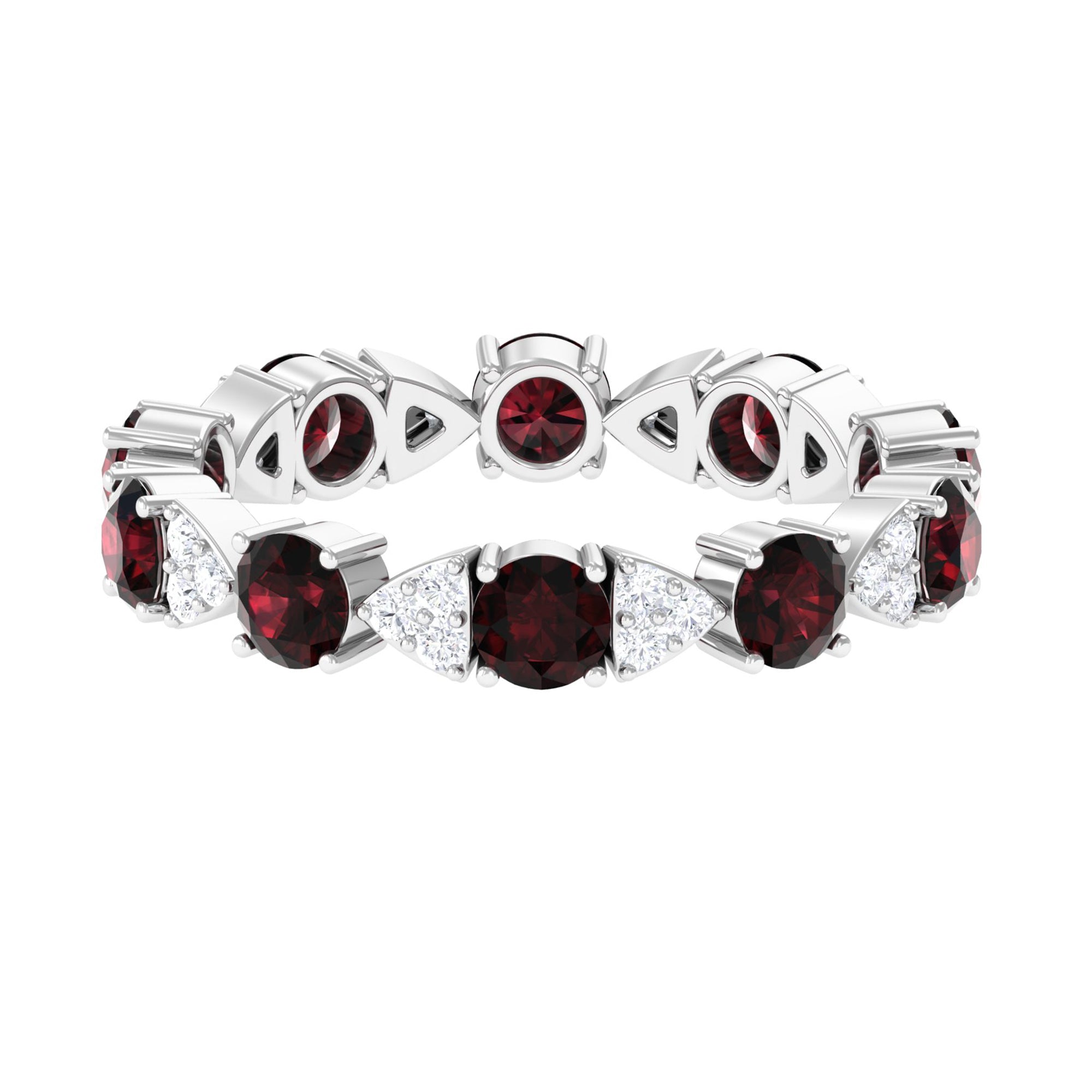 Natural Garnet Diamond Eternity Ring with Certificate