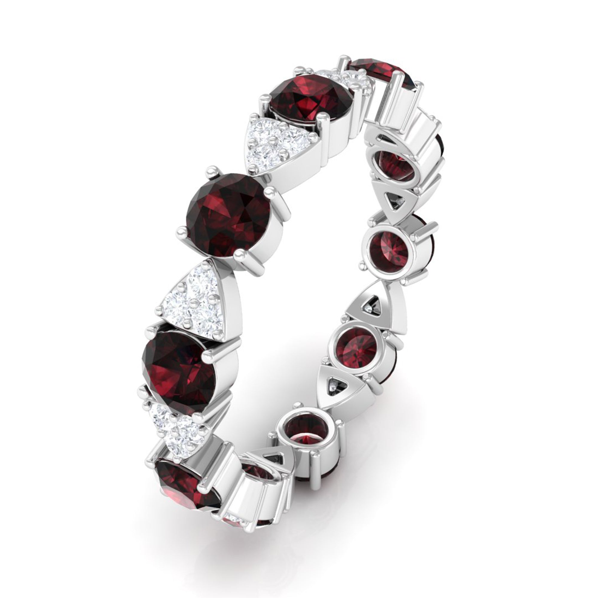 Natural Garnet Diamond Eternity Ring with Certificate AAA - Rosec Jewels