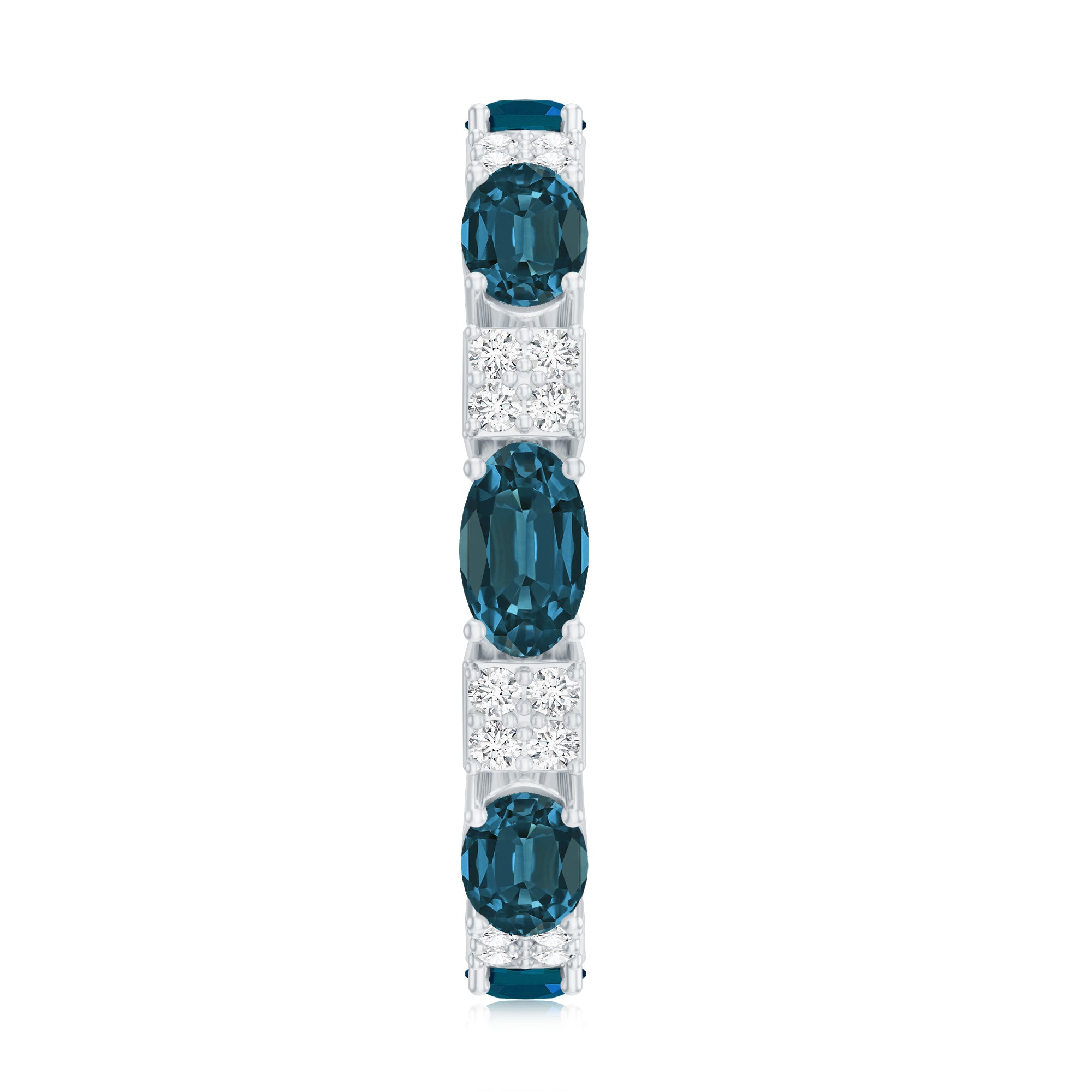 Oval London Blue Topaz Full Eternity Band Ring with Diamond AAA - Rosec Jewels