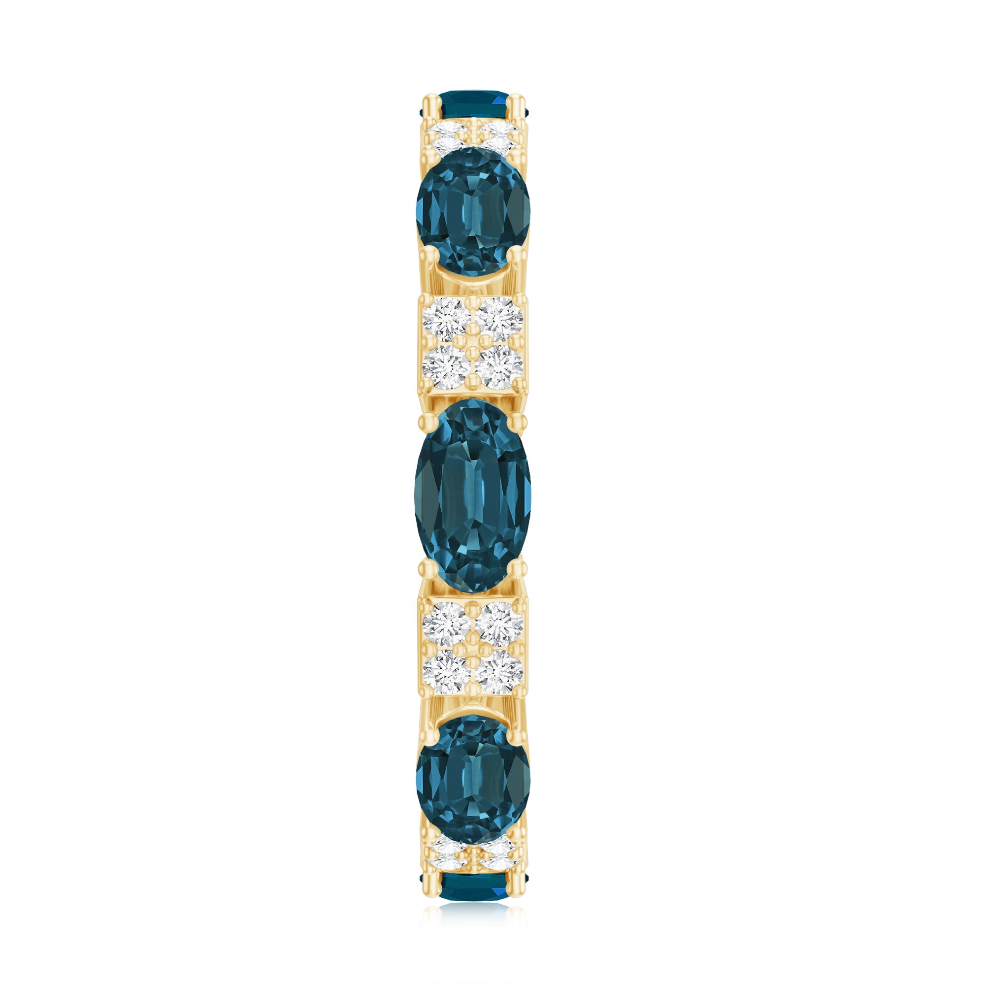 Oval London Blue Topaz Full Eternity Band Ring with Diamond AAA - Rosec Jewels