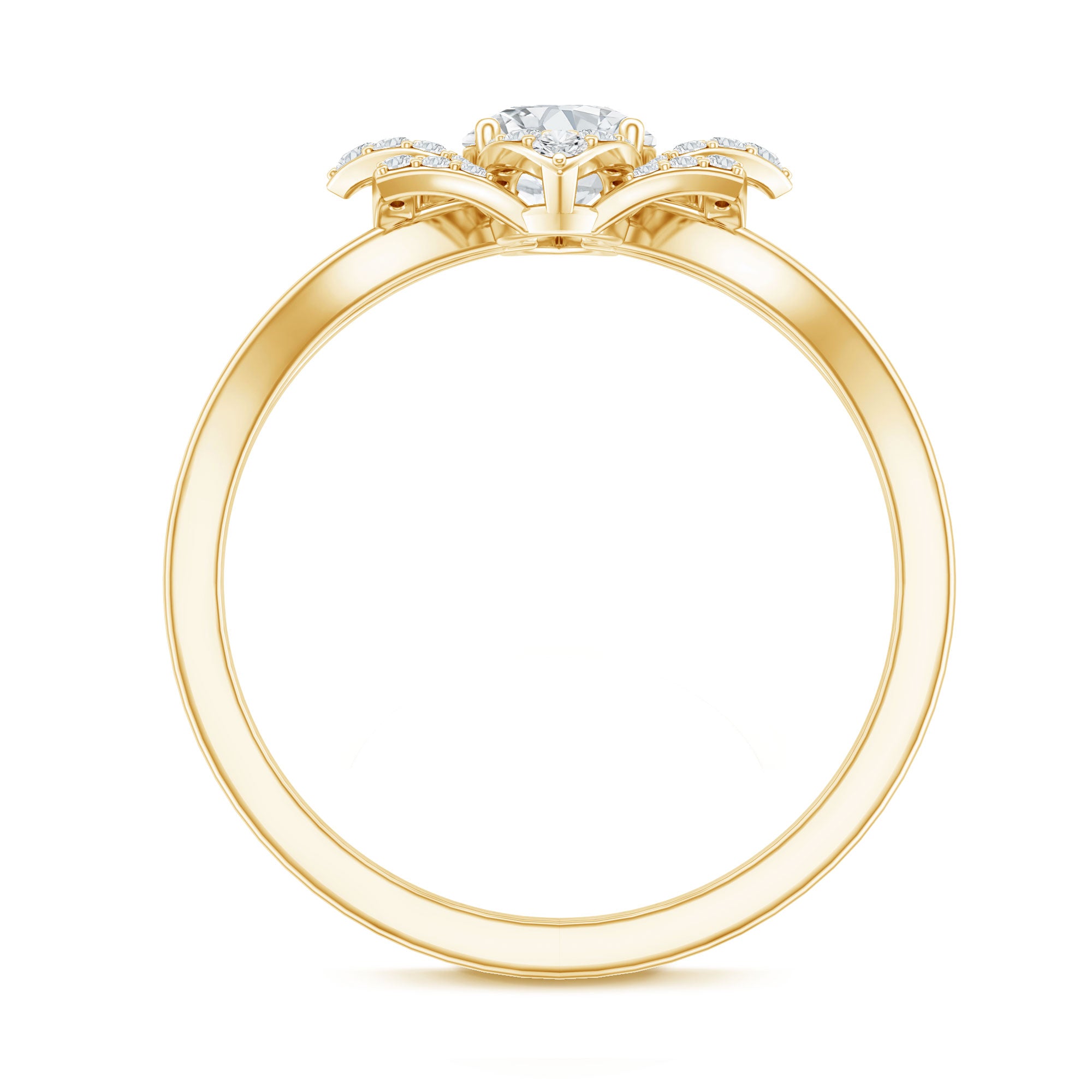 Certified Moissanite Floral Engagement Ring with Split Shank D-VS1 - Rosec Jewels