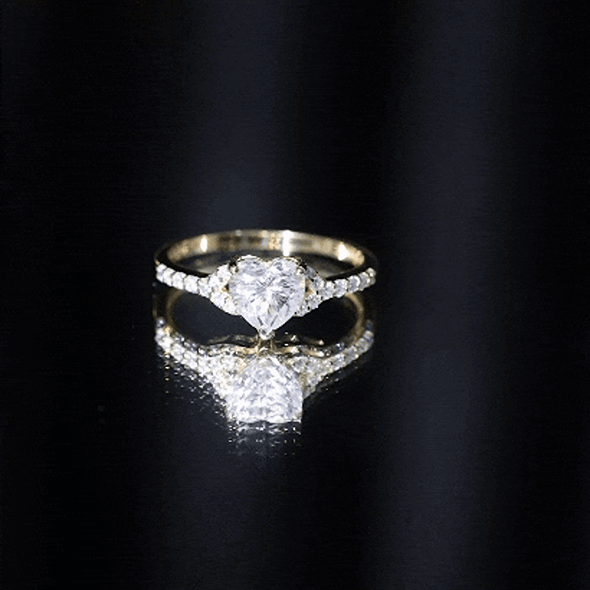 Certified Heart Shape Moissanite Engagement Ring D-VS1 - Rosec Jewels