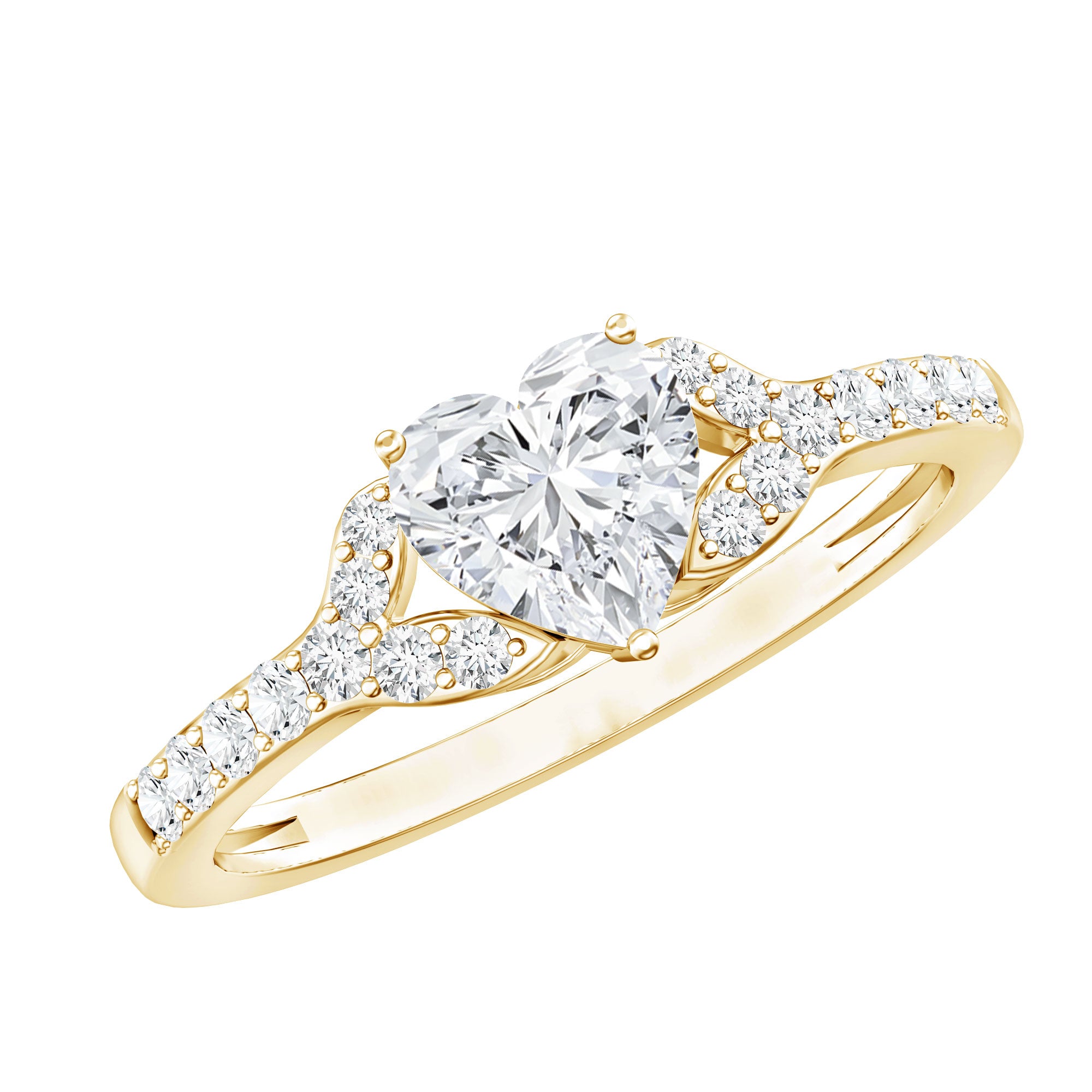 Certified Heart Shape Moissanite Engagement Ring D-VS1 - Rosec Jewels