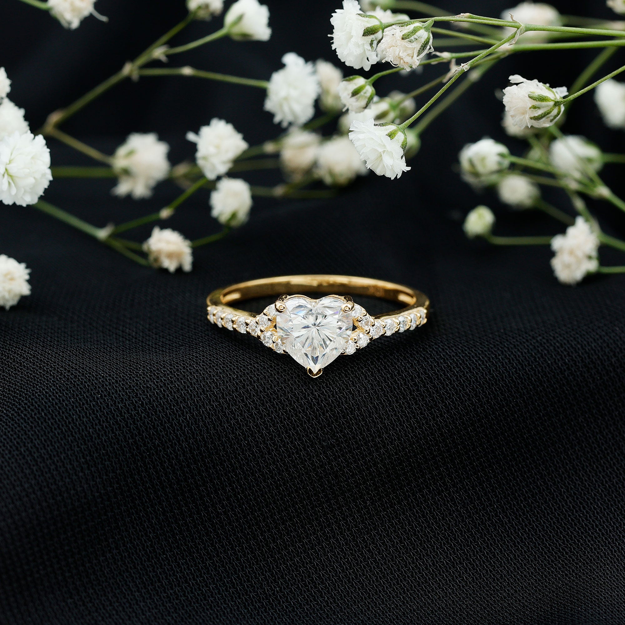 Certified Heart Shape Moissanite Engagement Ring D-VS1 - Rosec Jewels