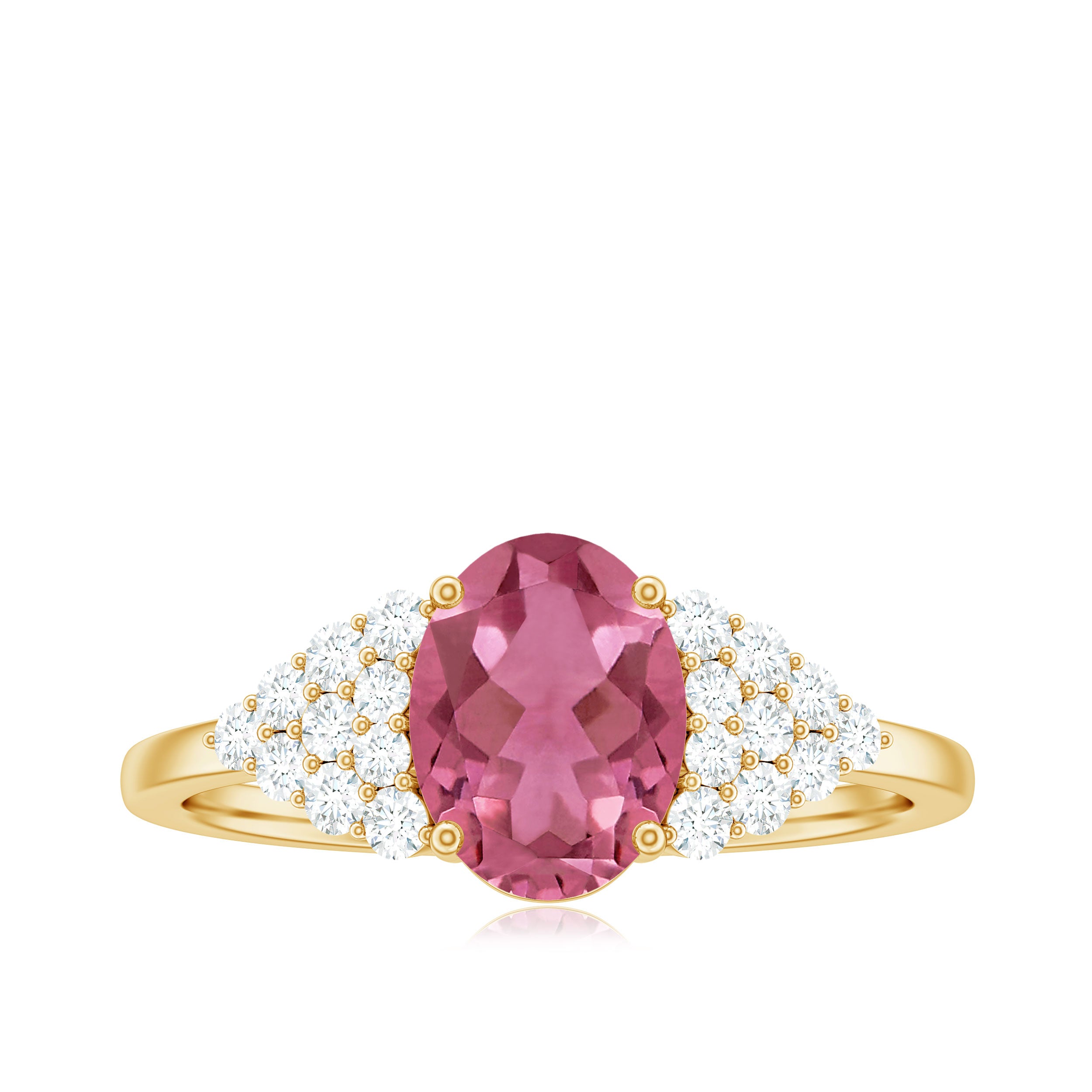 Classic Pink Tourmaline Solitaire Ring with Diamond AAA - Rosec Jewels