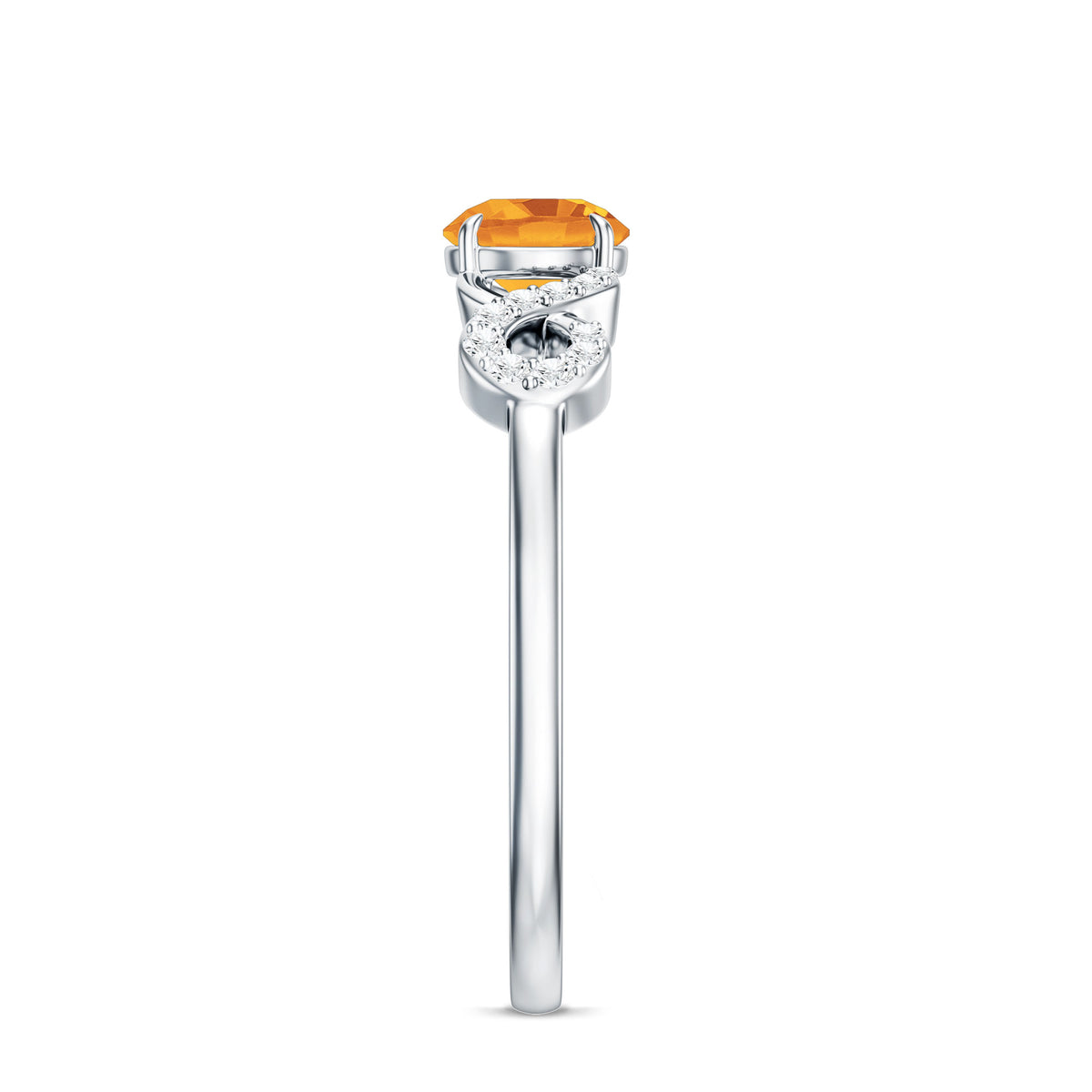 Certified Natural Citrine Infinity Promise Ring with Diamonds AAA - Rosec Jewels
