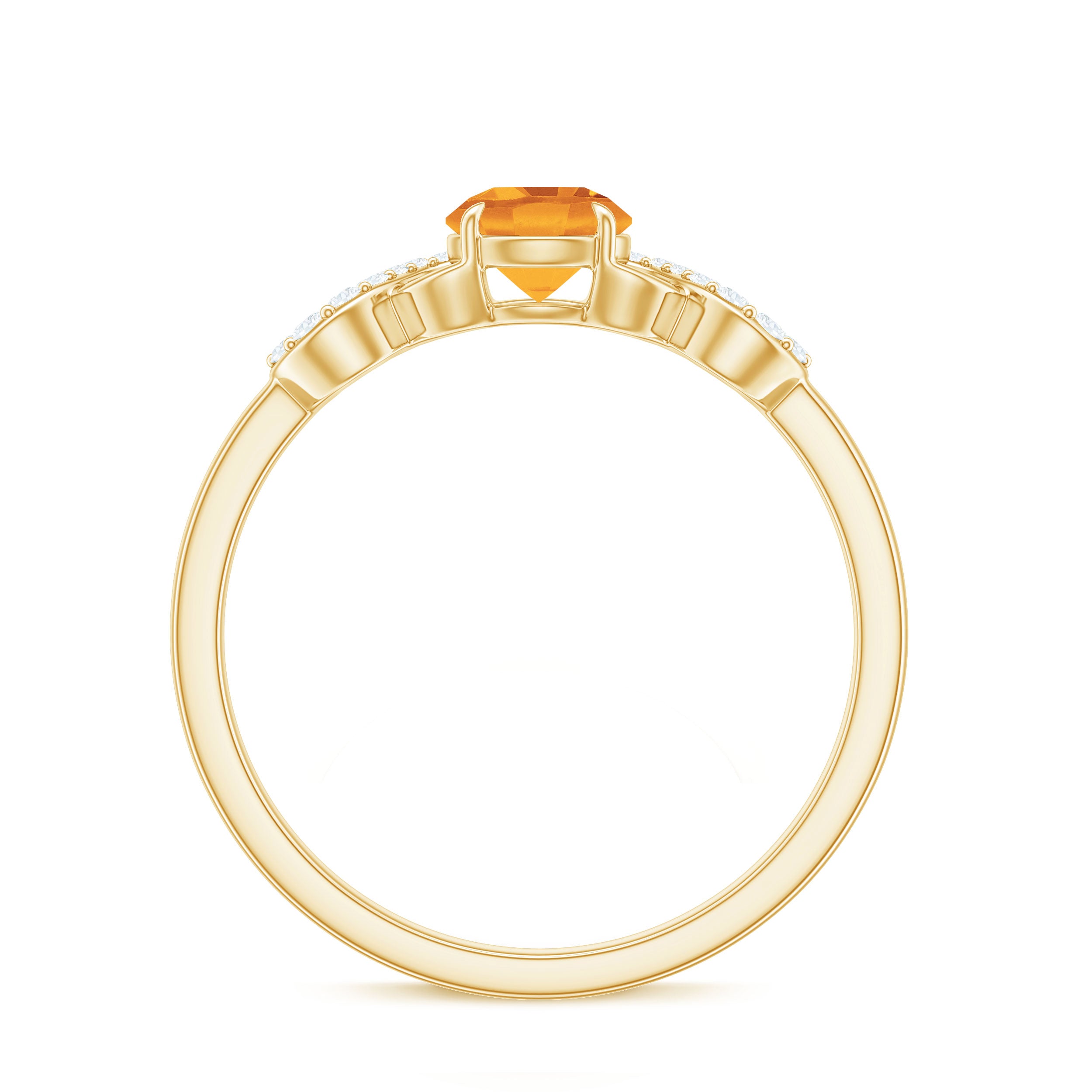 Certified Natural Citrine Infinity Promise Ring with Diamonds AAA - Rosec Jewels