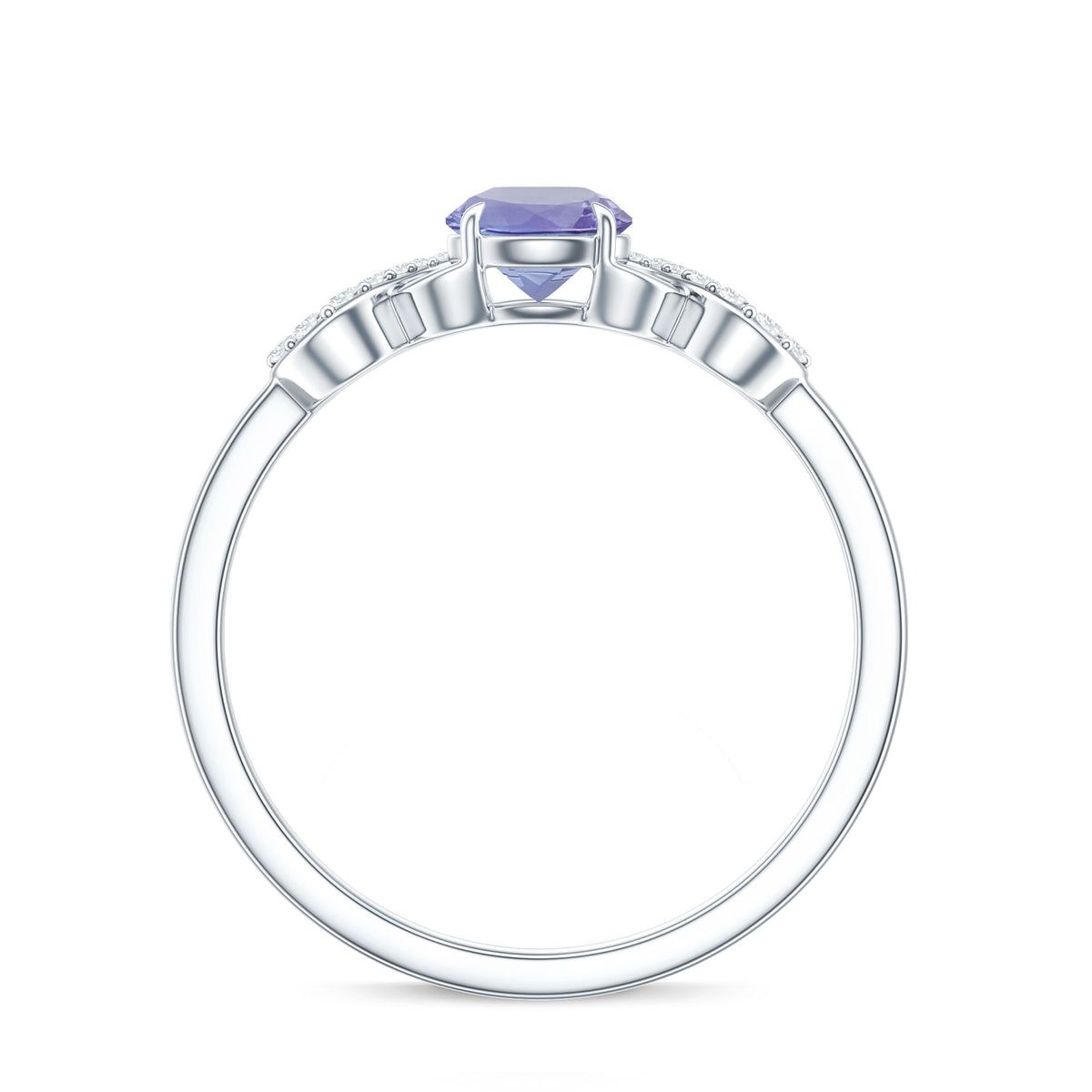 Natural Tanzanite Promise Ring with Diamond Infinity Knot AAA - Rosec Jewels