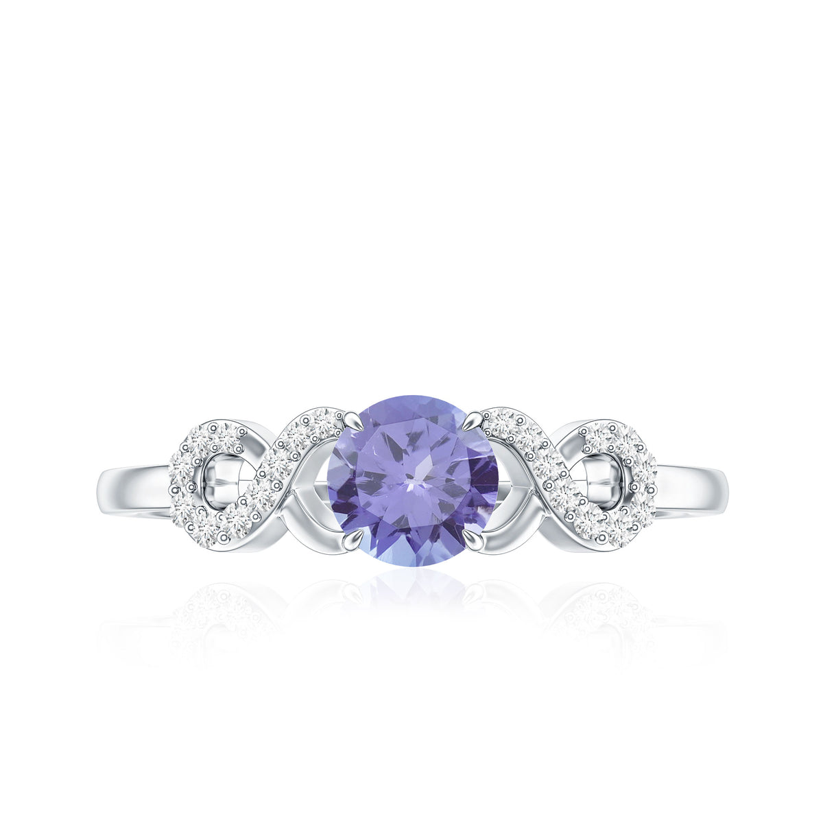 Natural Tanzanite Promise Ring with Diamond Infinity Knot AAA - Rosec Jewels