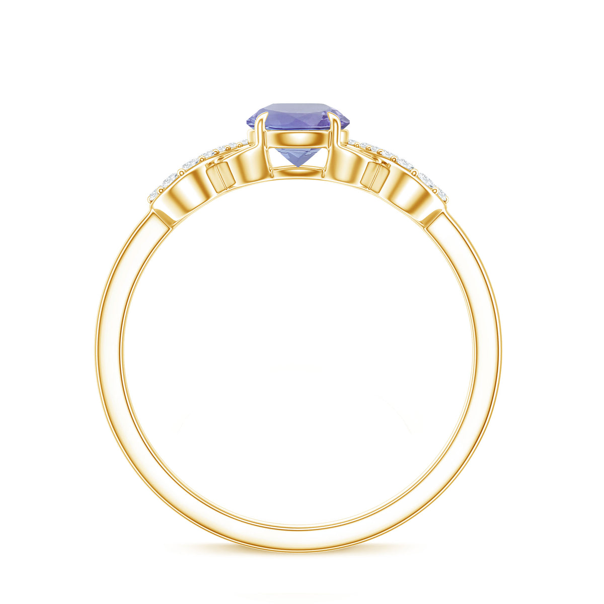 Natural Tanzanite Promise Ring with Diamond Infinity Knot AAA - Rosec Jewels