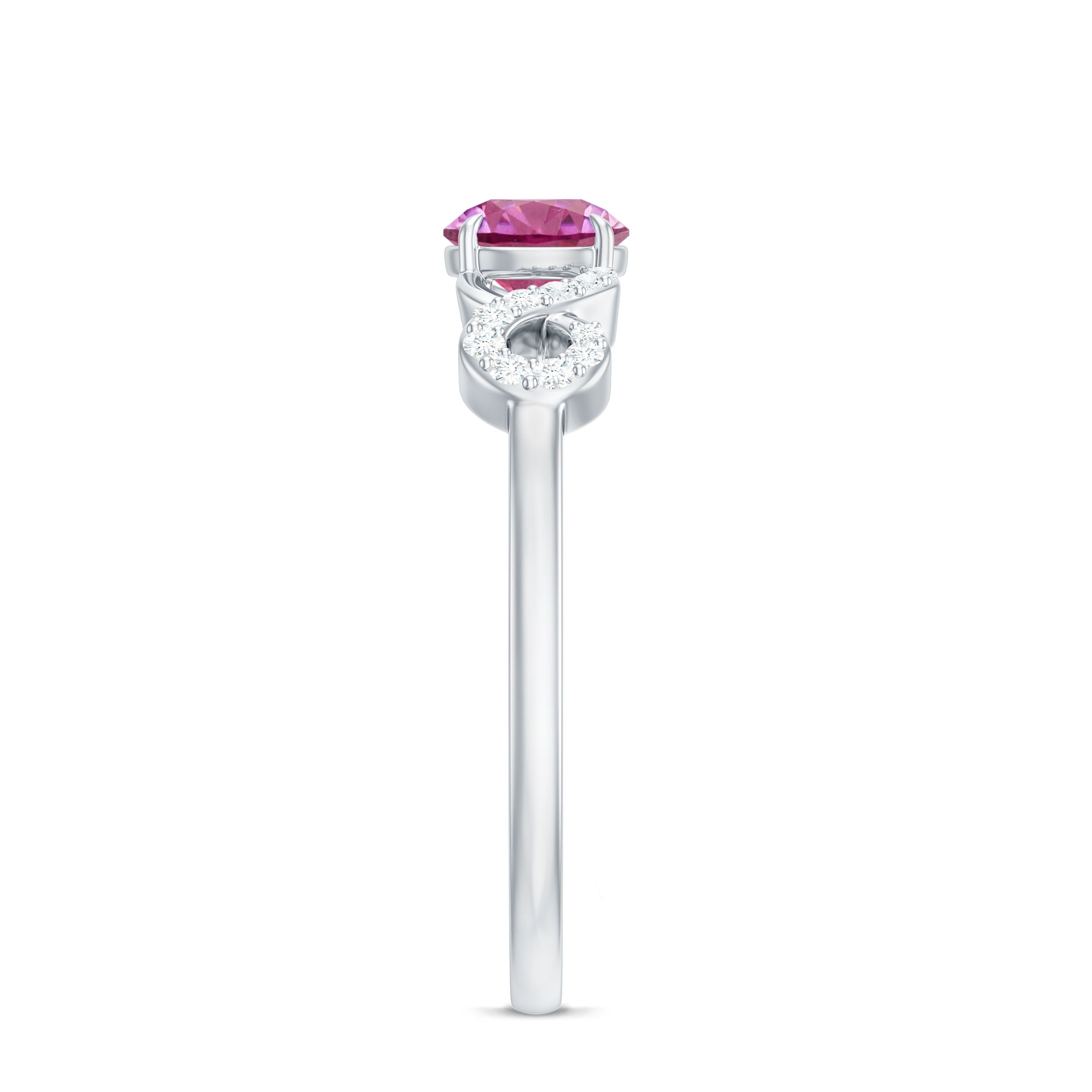 Solitaire Pink Tourmaline Infinity Promise Ring with Diamond AAA - Rosec Jewels