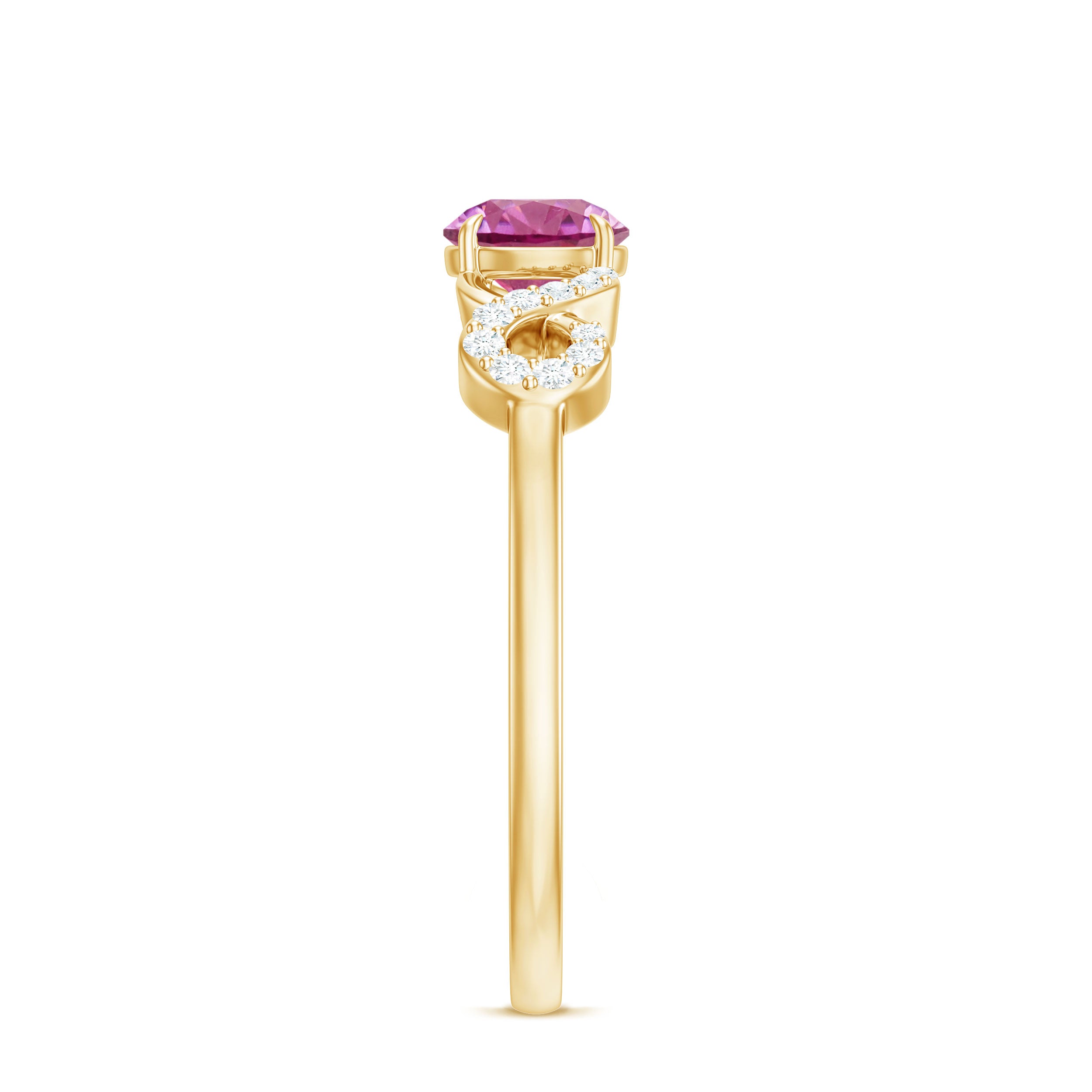 Solitaire Pink Tourmaline Infinity Promise Ring with Diamond AAA - Rosec Jewels