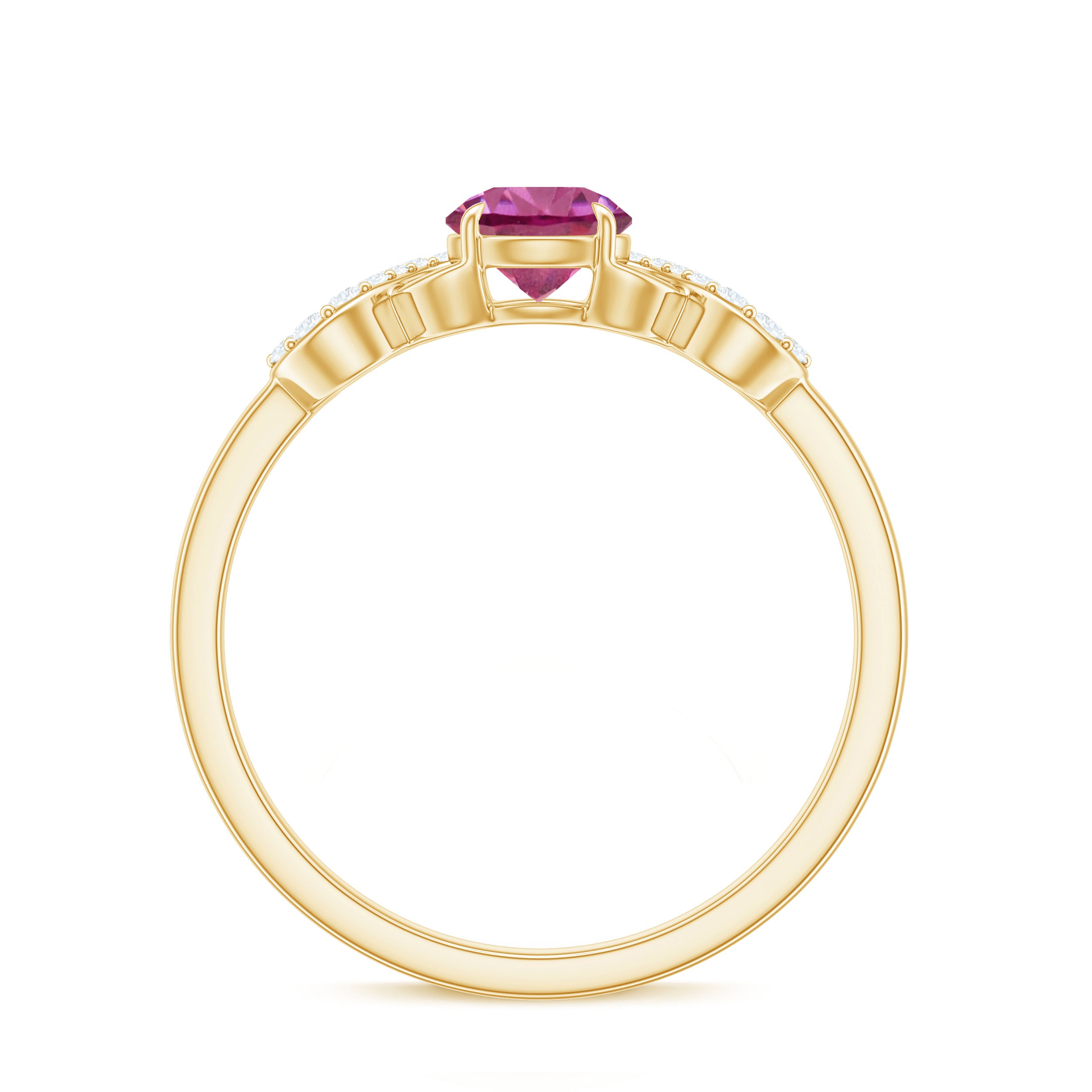 Solitaire Pink Tourmaline Infinity Promise Ring with Diamond AAA - Rosec Jewels