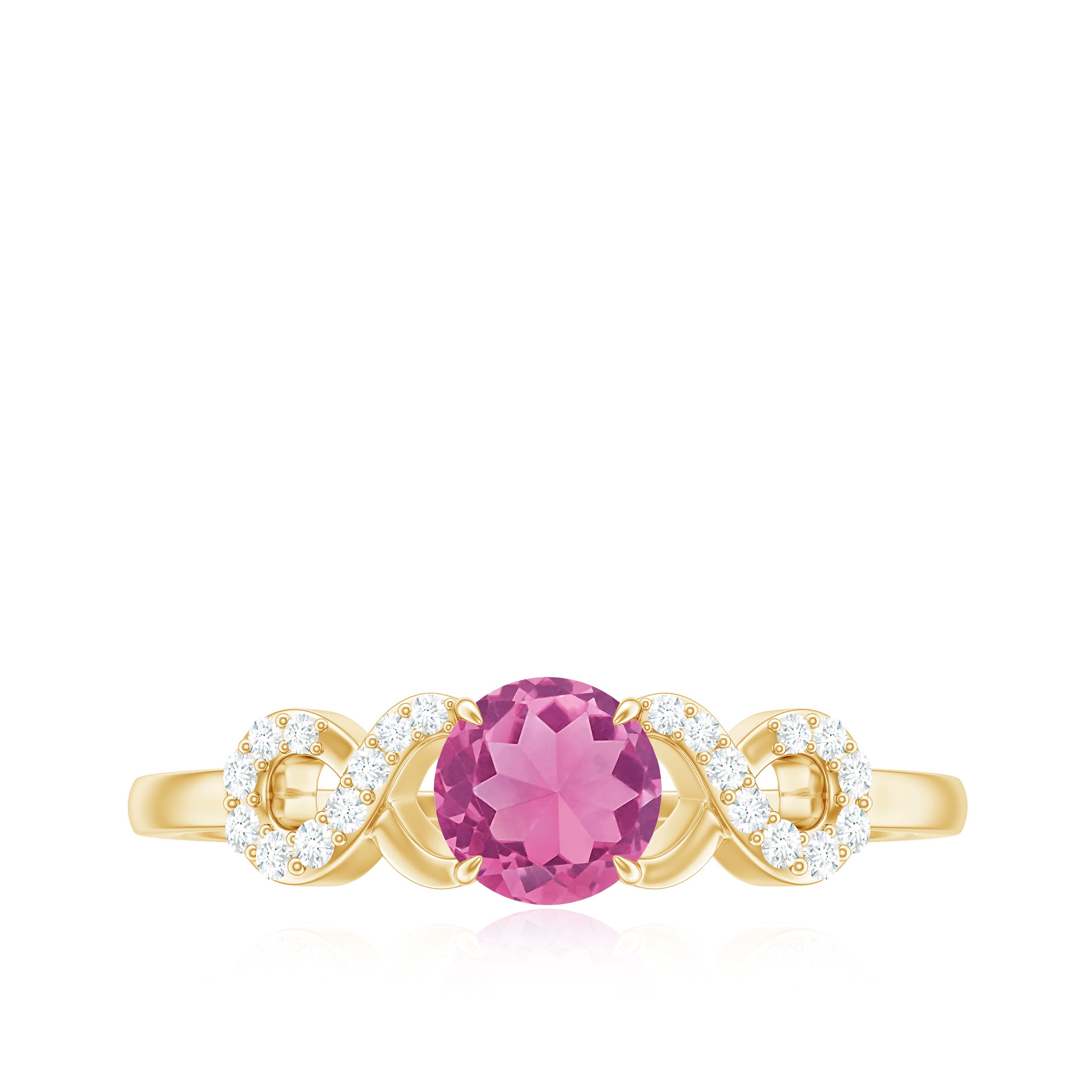Solitaire Pink Tourmaline Infinity Promise Ring with Diamond AAA - Rosec Jewels