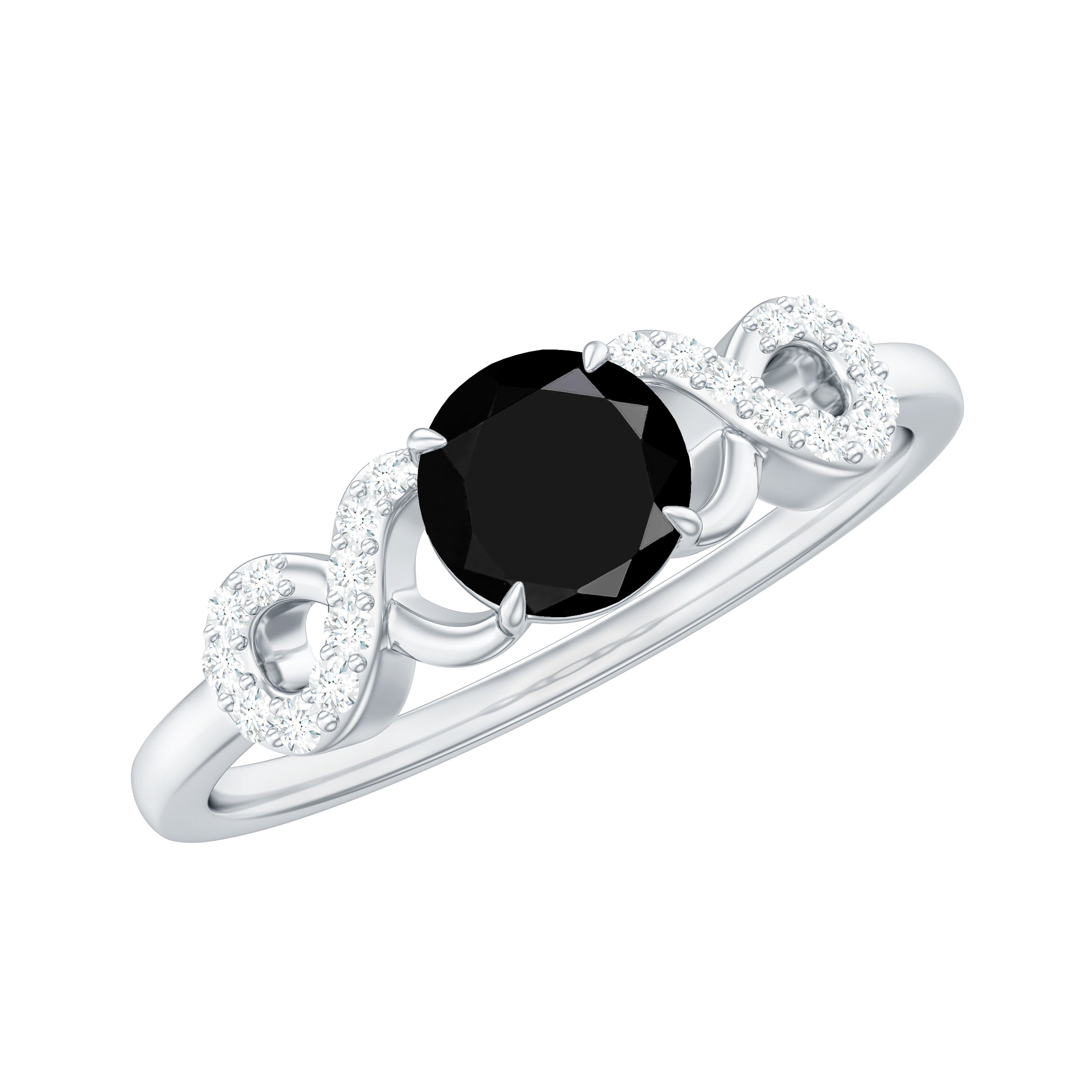 Bague de fiançailles infini spinelle noire avec diamant