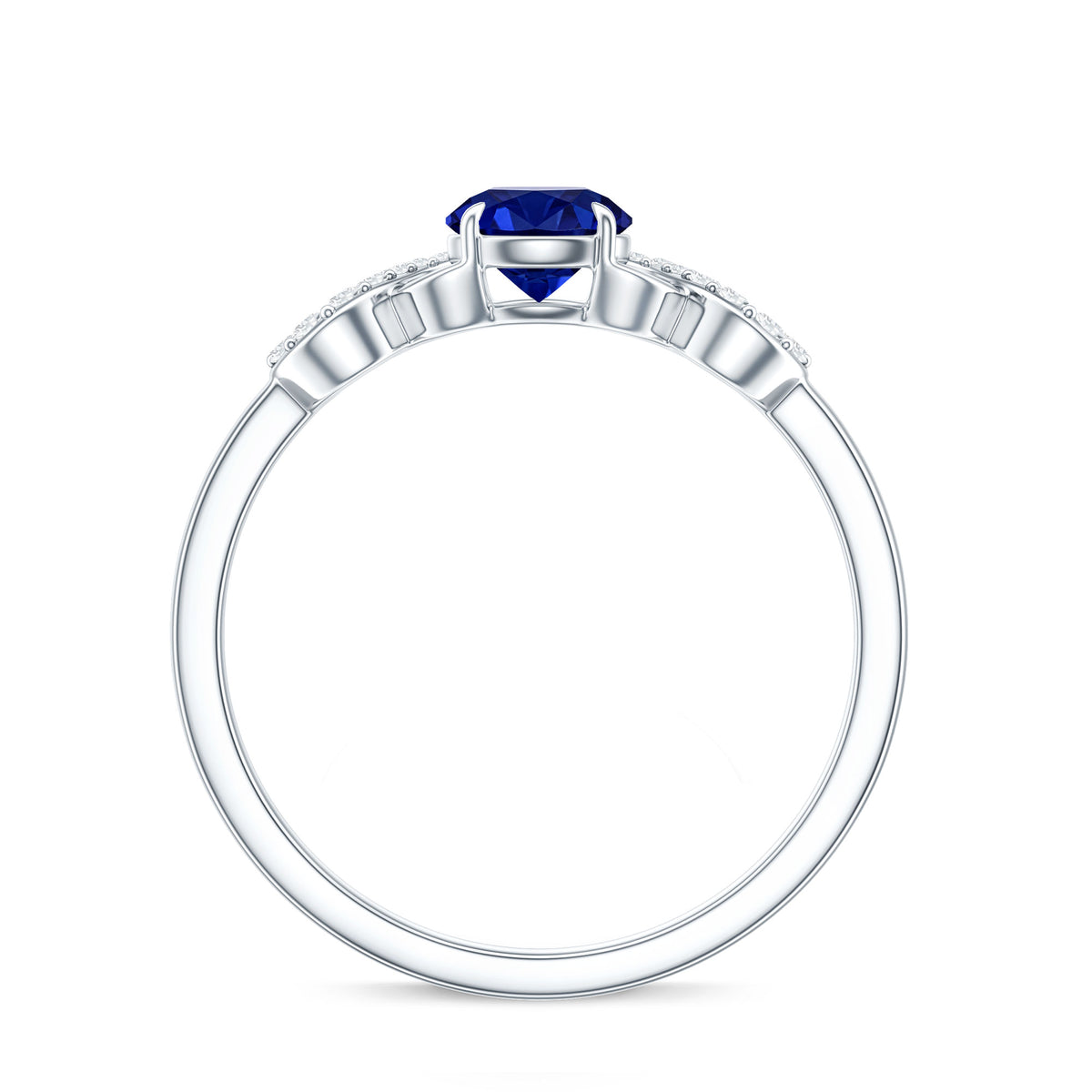 Certified 0.6 Carat Lab Grown Blue Sapphire Engagement Ring with Diamond Infinity Knot AAAA - Rosec Jewels