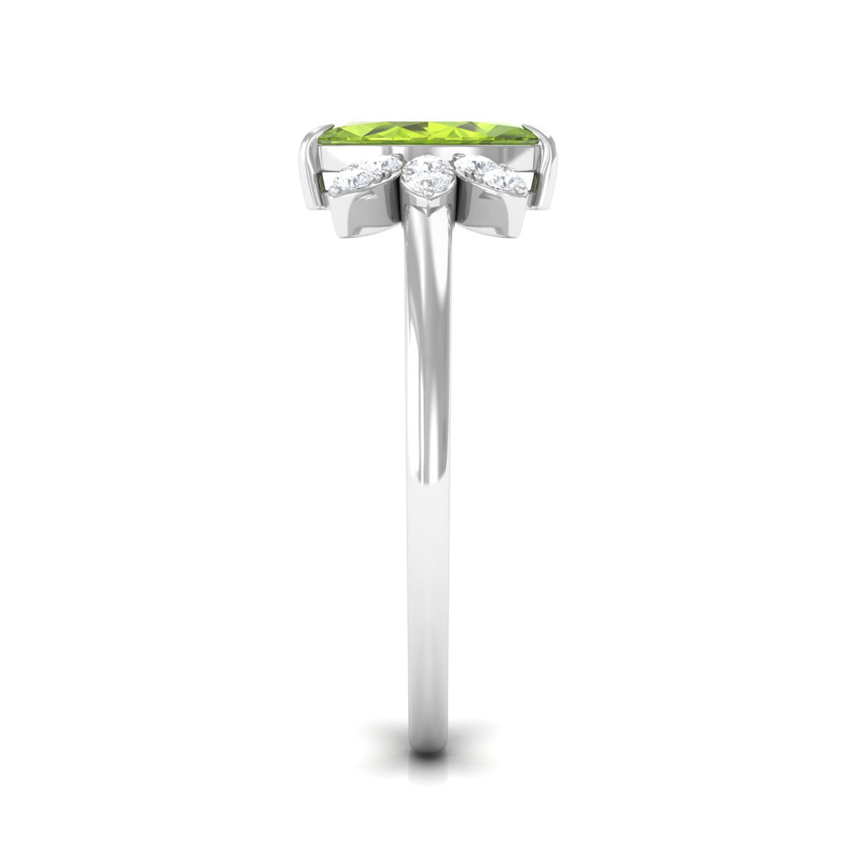 1 CT Marquise Cut Peridot Promise Ring with Diamond Stones AAA - Rosec Jewels