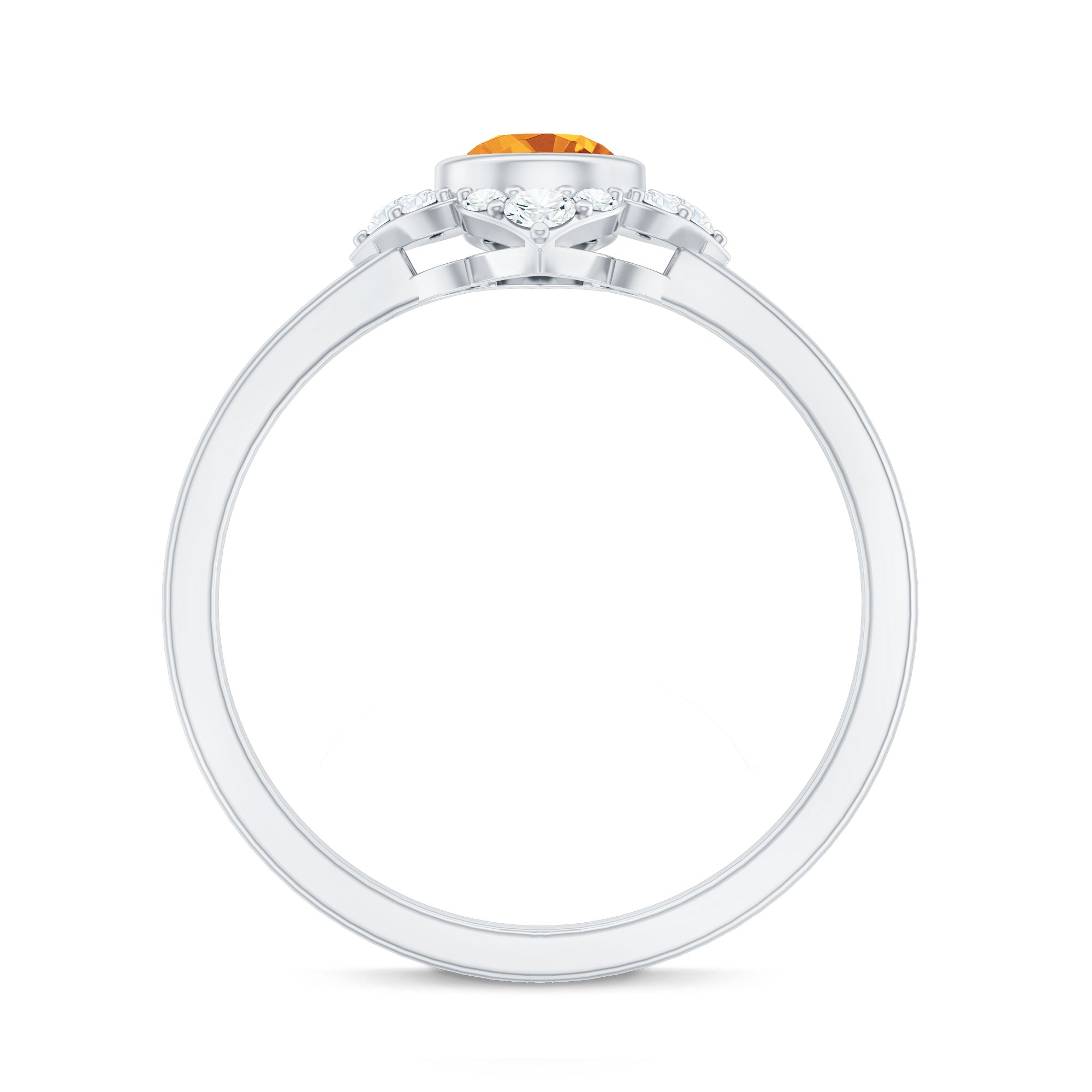Natural Citrine Diamond Flower Engagement Ring with Certificate AAA - Rosec Jewels
