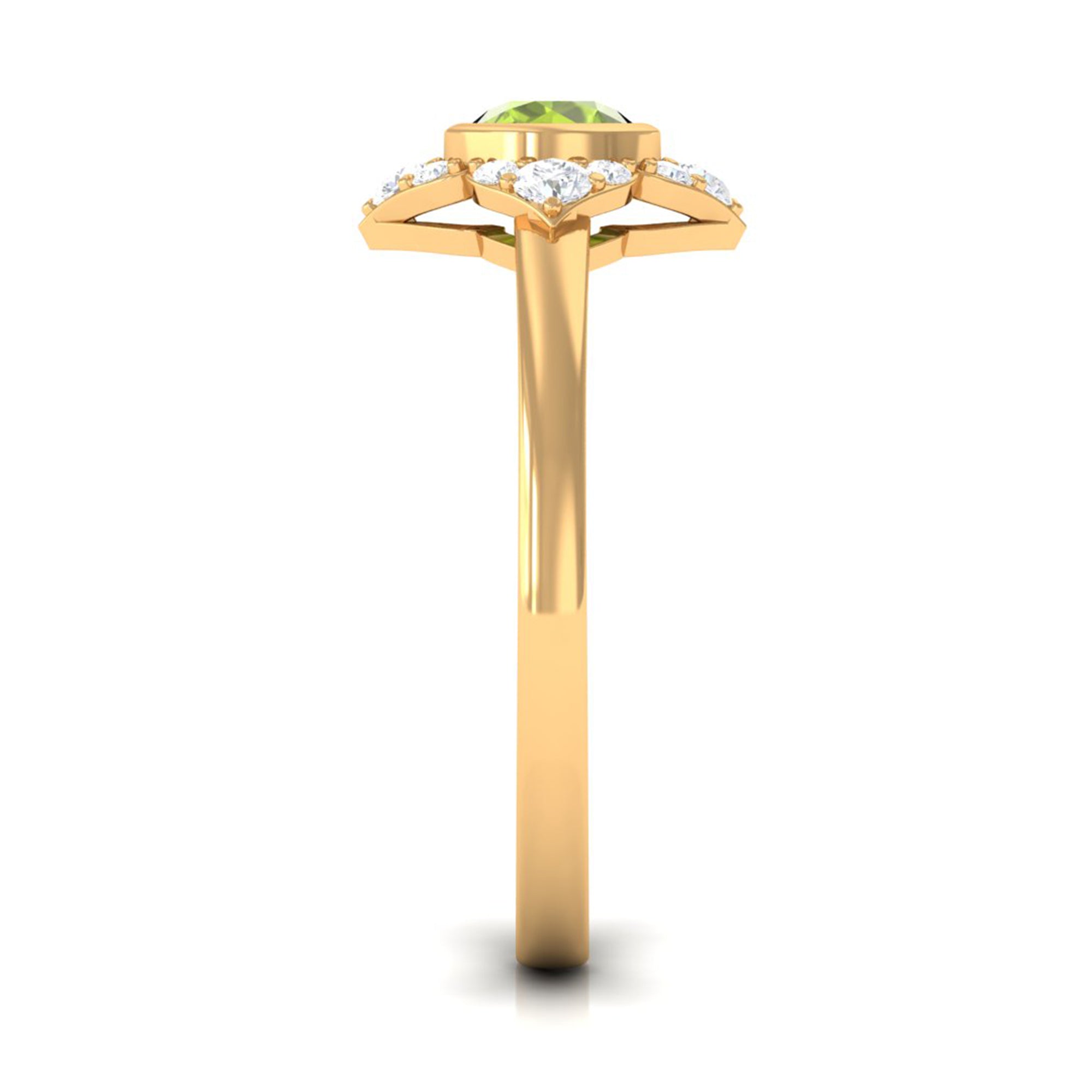 0.50 CT Vintage Inspired Peridot Engagement Ring with Diamond AAA - Rosec Jewels