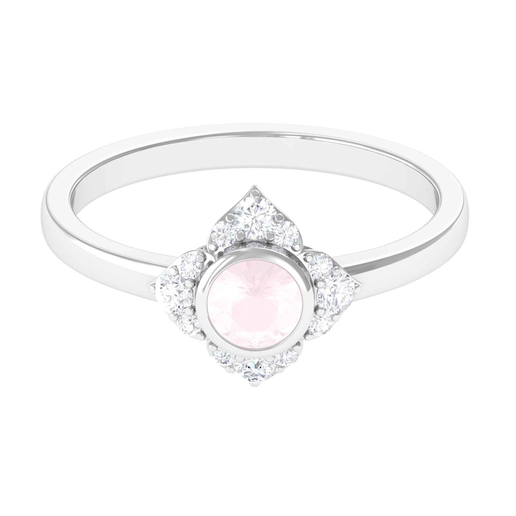 0.50 CT Elegant Rose Quartz Engagement Ring with Diamond